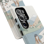 Scenic Picnic Samsung Galaxy Phone Case | Vintage Bicycle & Mountain Illustration