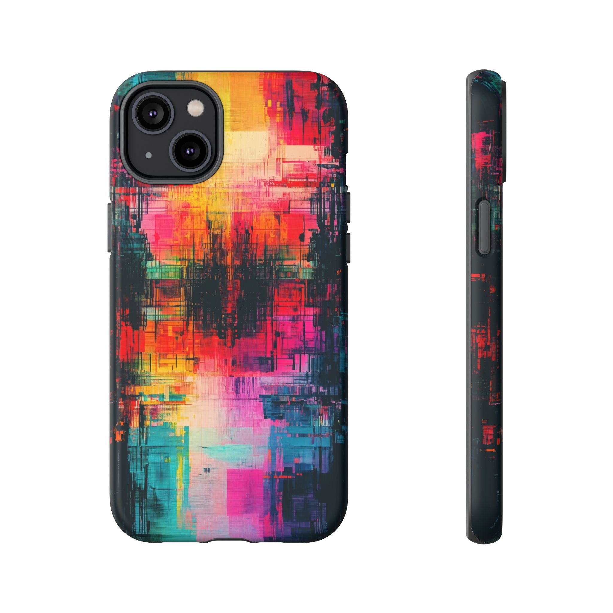 Abstract Neon Glitch Art Tough iPhone Case