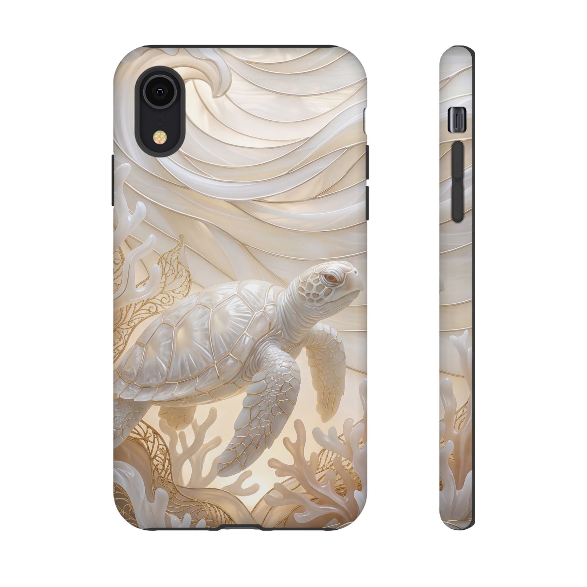 Sea Turtle Tough iPhone Case — Elegant Nautical Coral Design