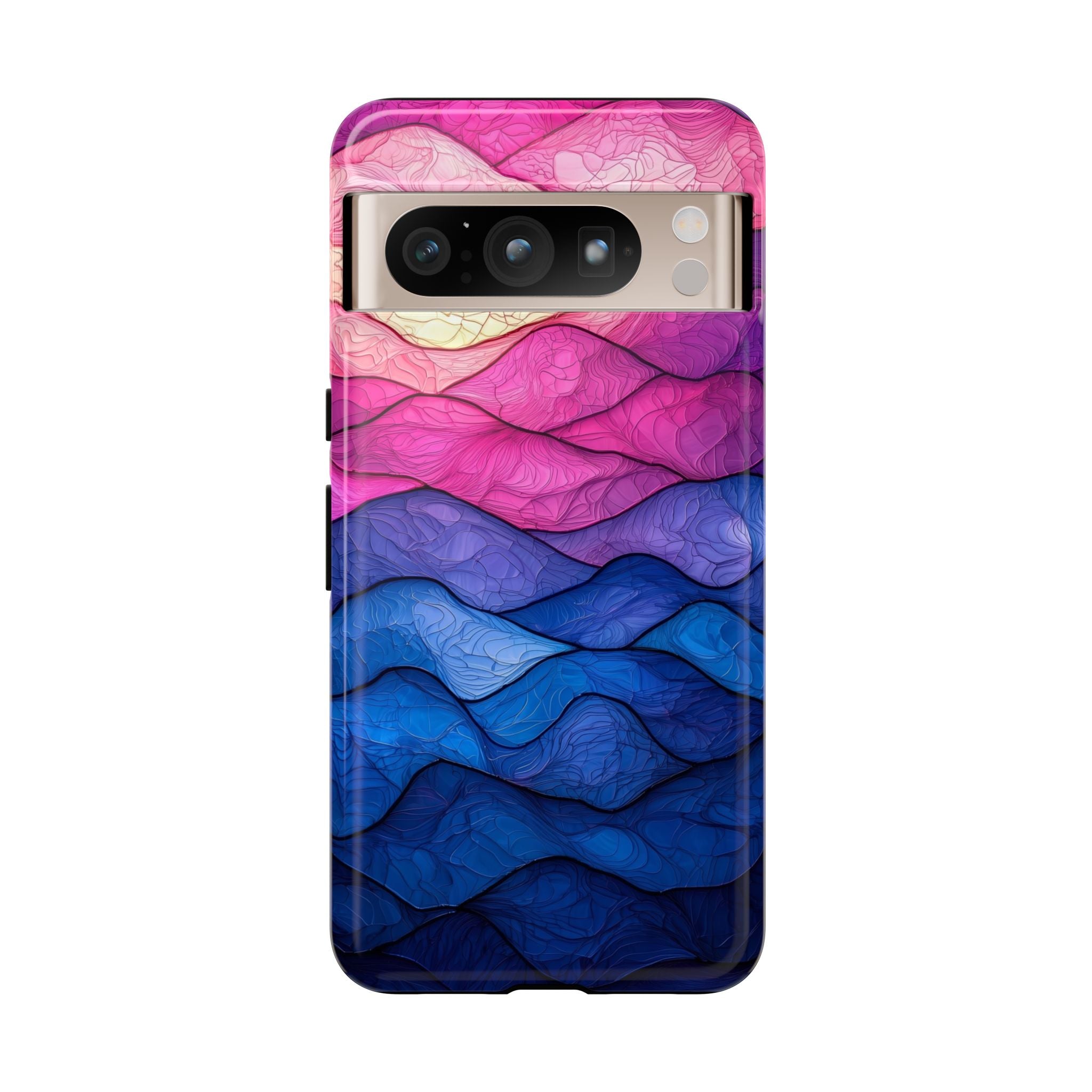 Abstract Ocean Waves Google Pixel Case — Pink & Blue Gradient Tough Case