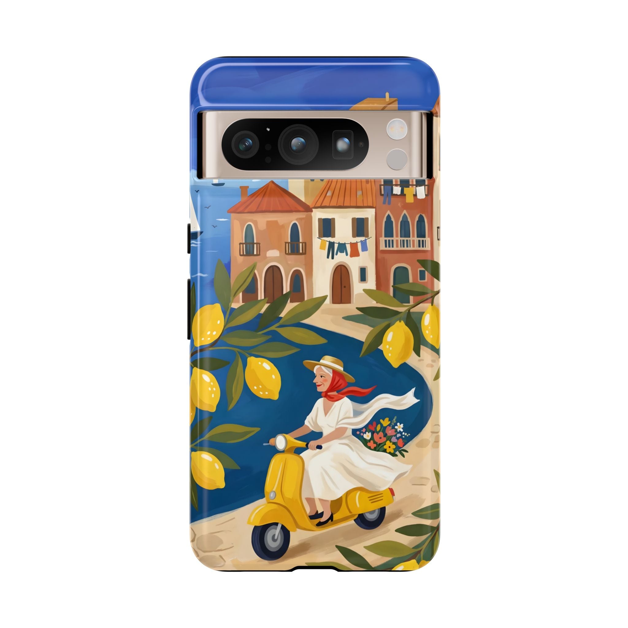 Lemon Coast Scooter Google Pixel Phone Case | Mediterranean Vespa Travel Design