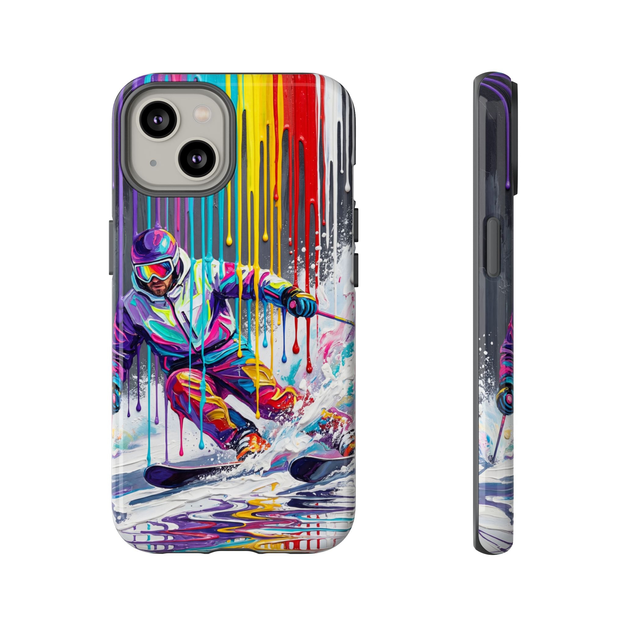 Colourful Skiing Drip Art Tough iPhone Case