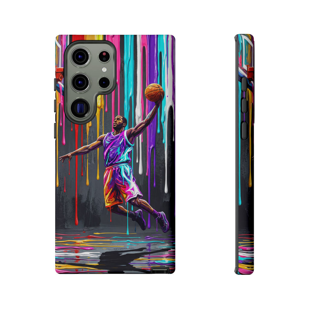 Color Splash Basketball Samsung Galaxy Phone Case | Vibrant Drip Dunk Design