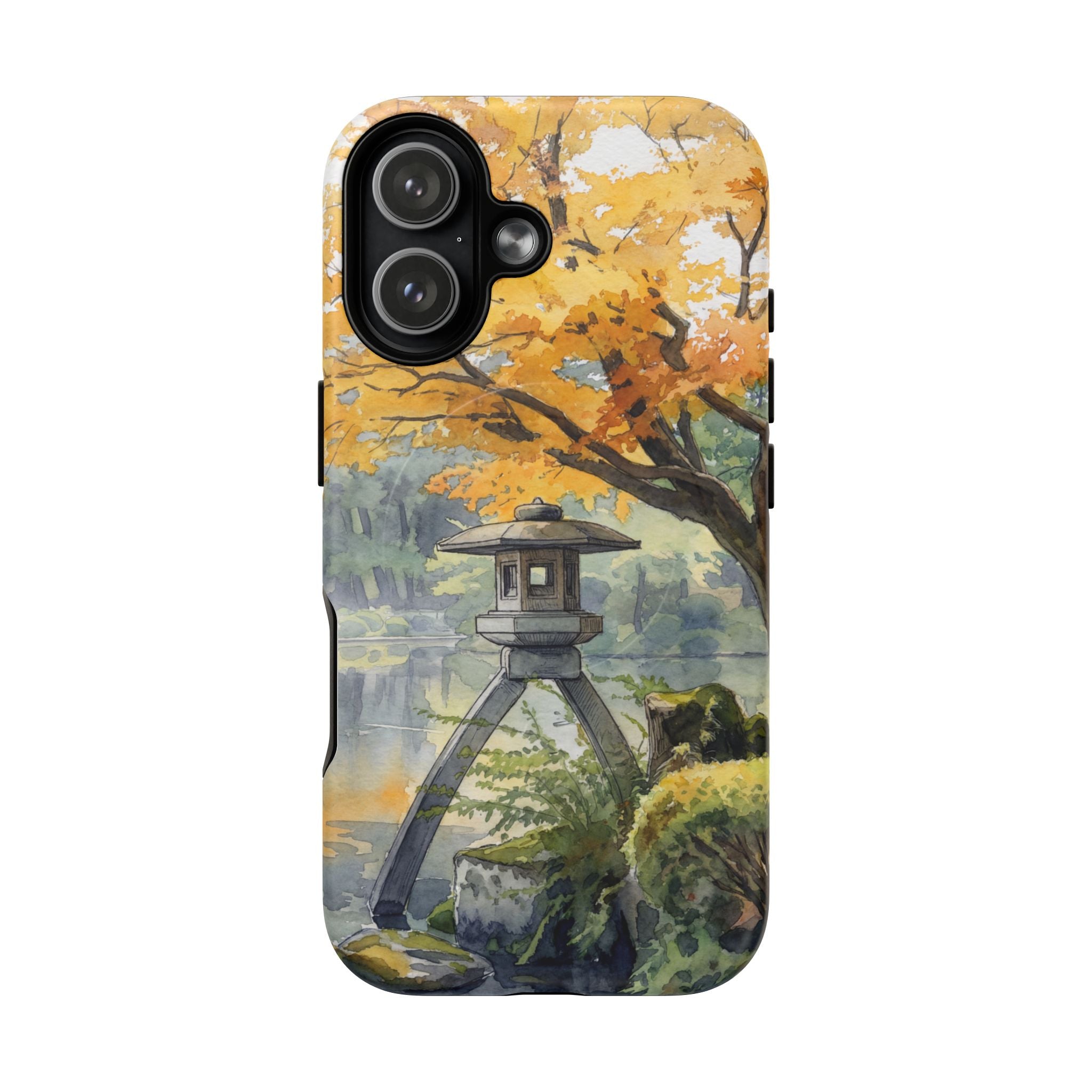 Autumn Japanese Garden MagSafe iPhone Case | Scenic Lantern Fall