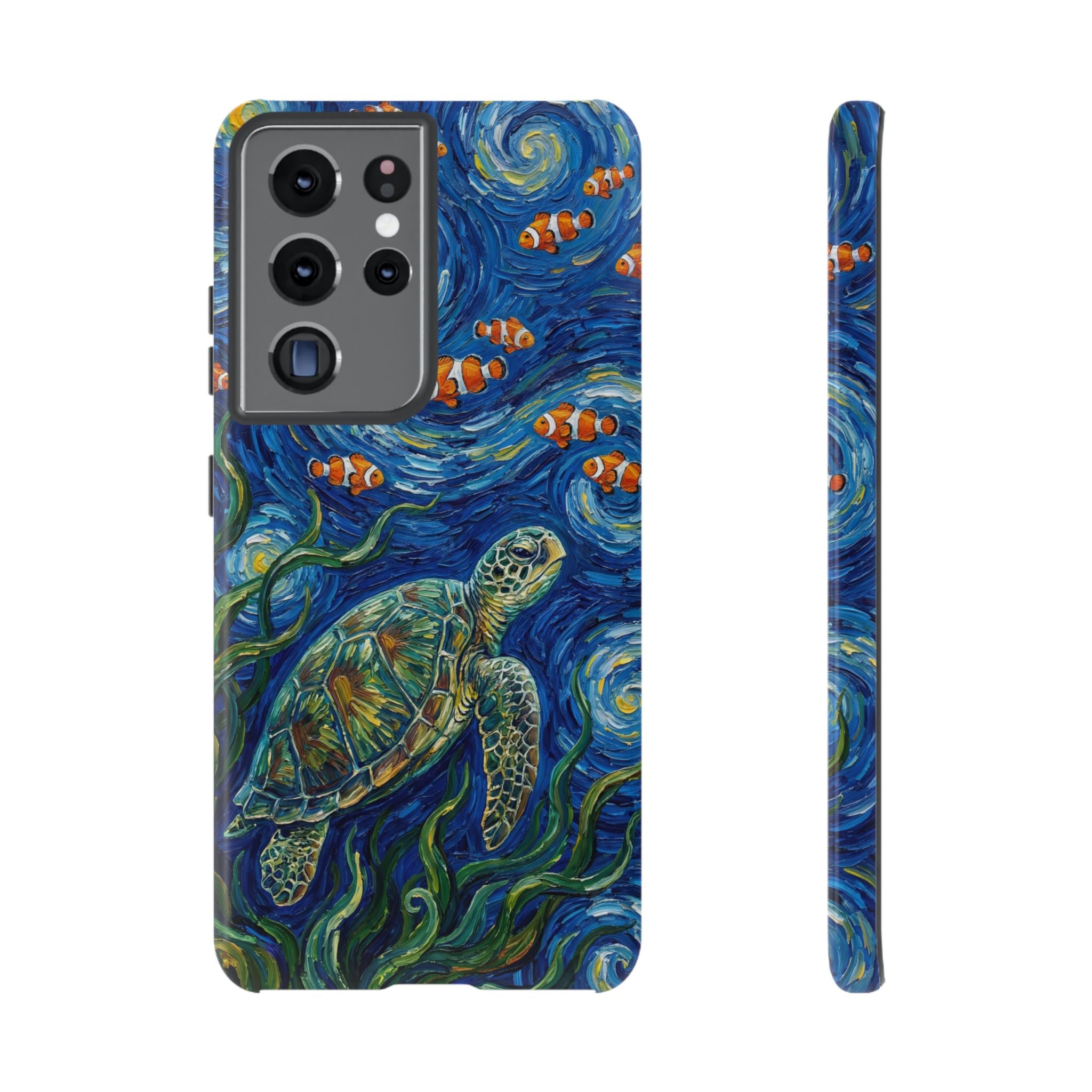 Sea Turtle & Clownfish Tough Samsung Galaxy Case | Van Gogh Style Ocean Art