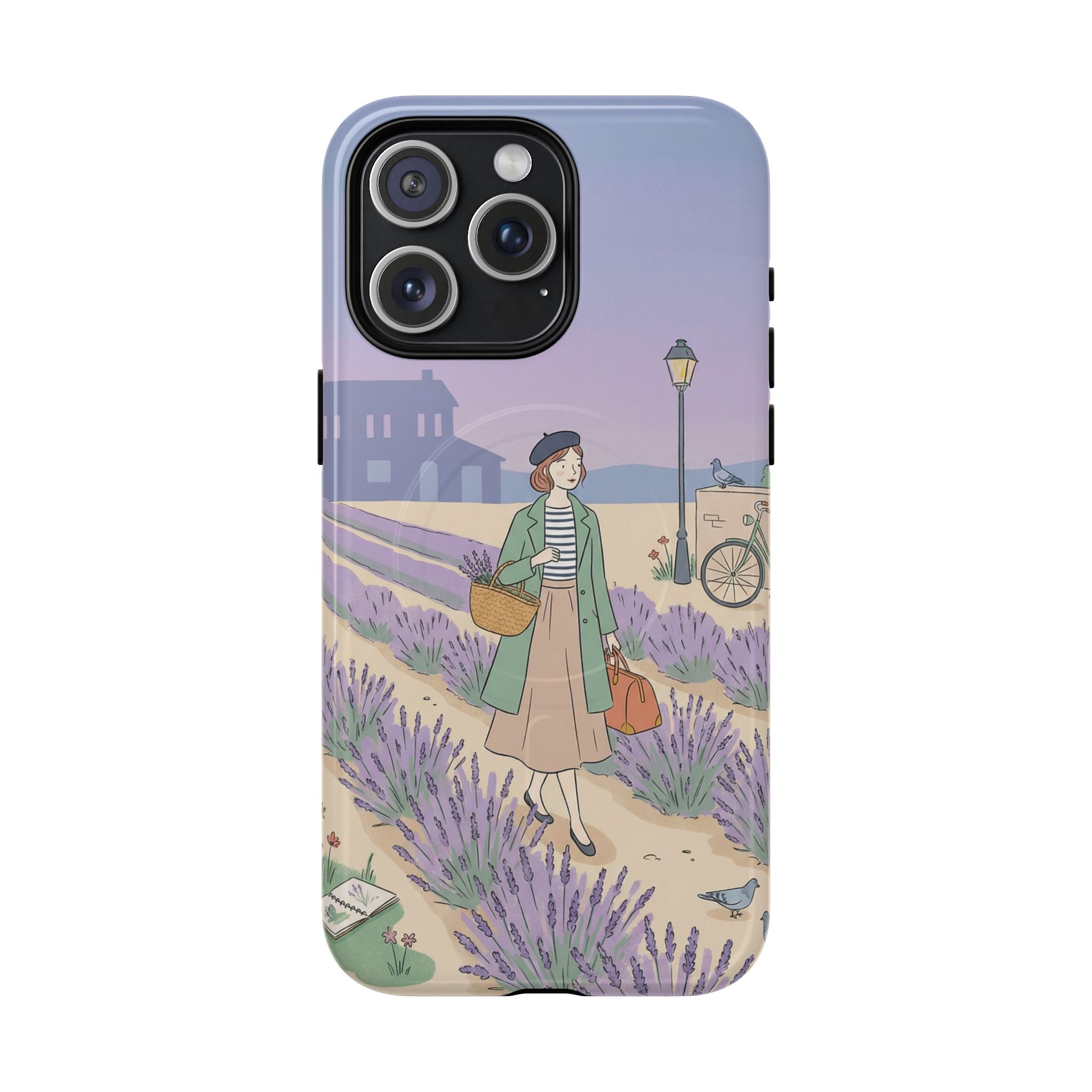 Lavender Field MagSafe iPhone Case | Vintage Travel Illustration Protective Case