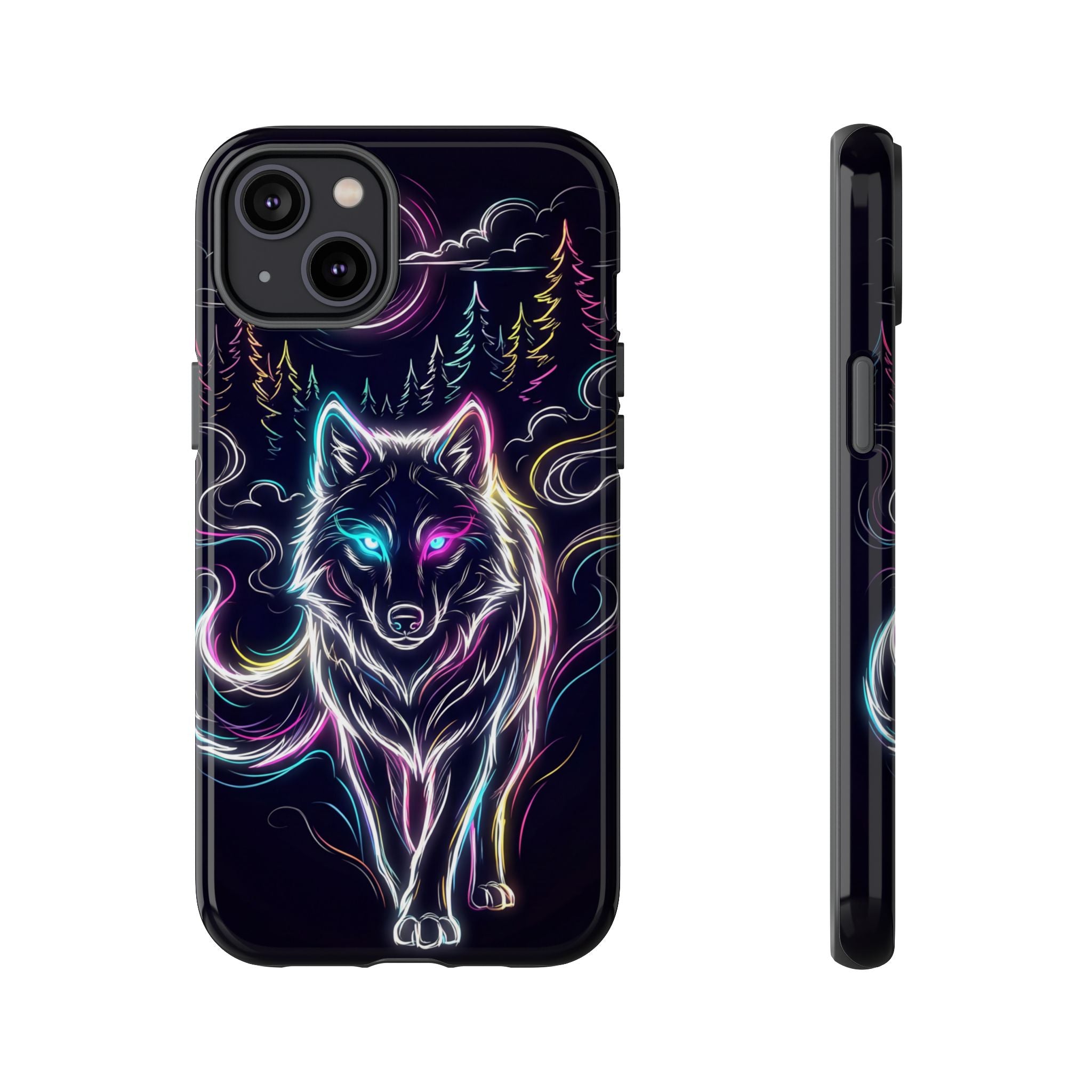 Neon Wolf iPhone Case | Mystic Glow Protective Tough Case