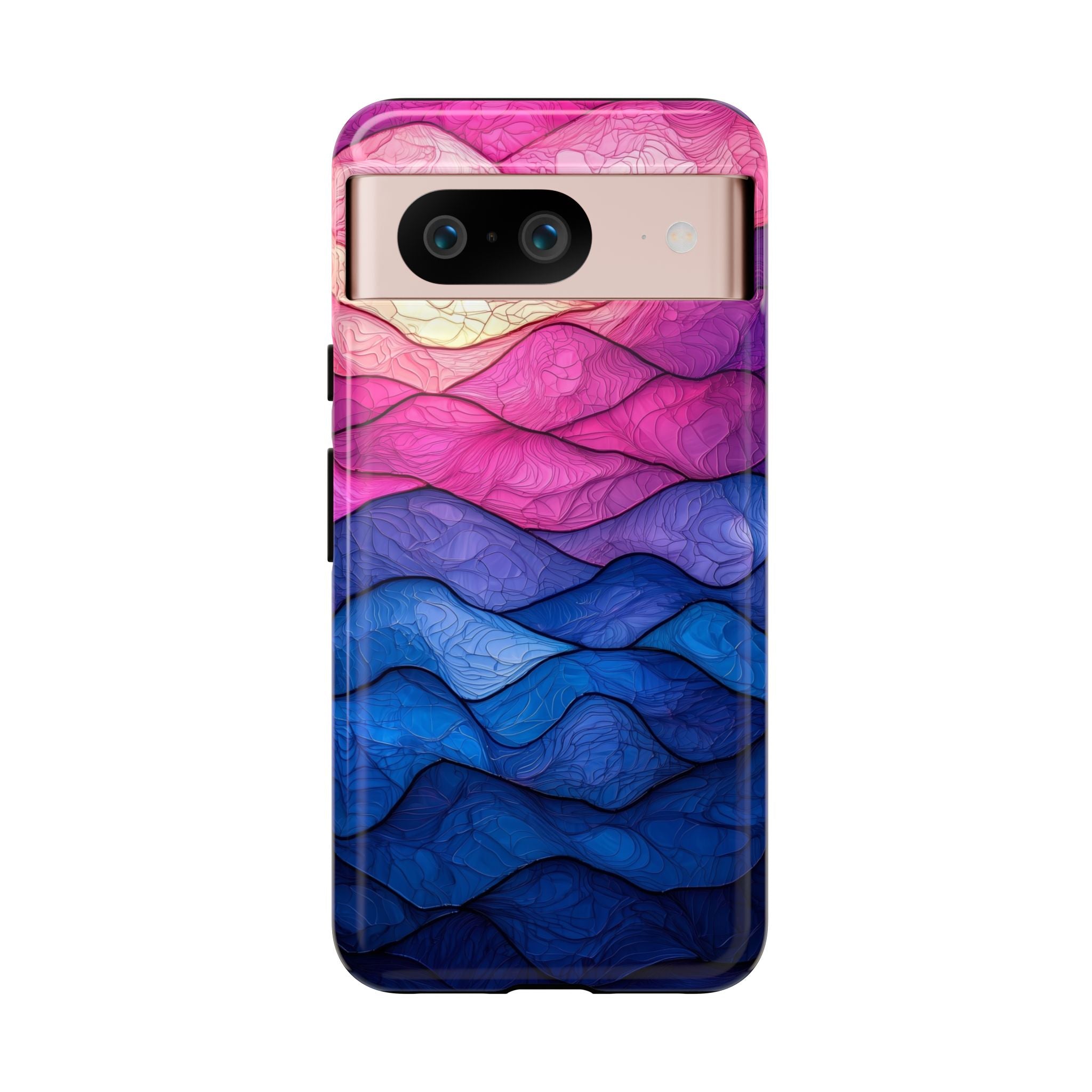 Abstract Ocean Waves Google Pixel Case — Pink & Blue Gradient Tough Case