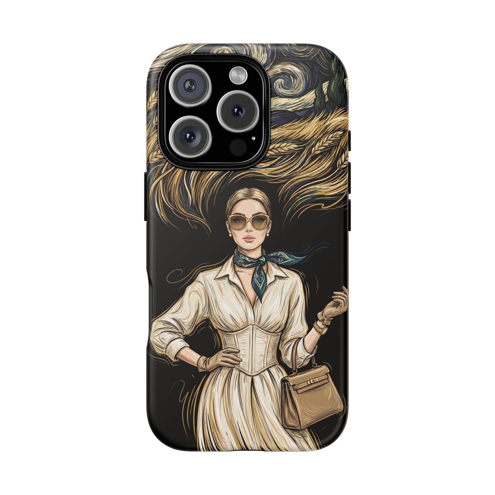 Vintage Elegance iPhone Case | Retro Woman with Flowing Golden Hair