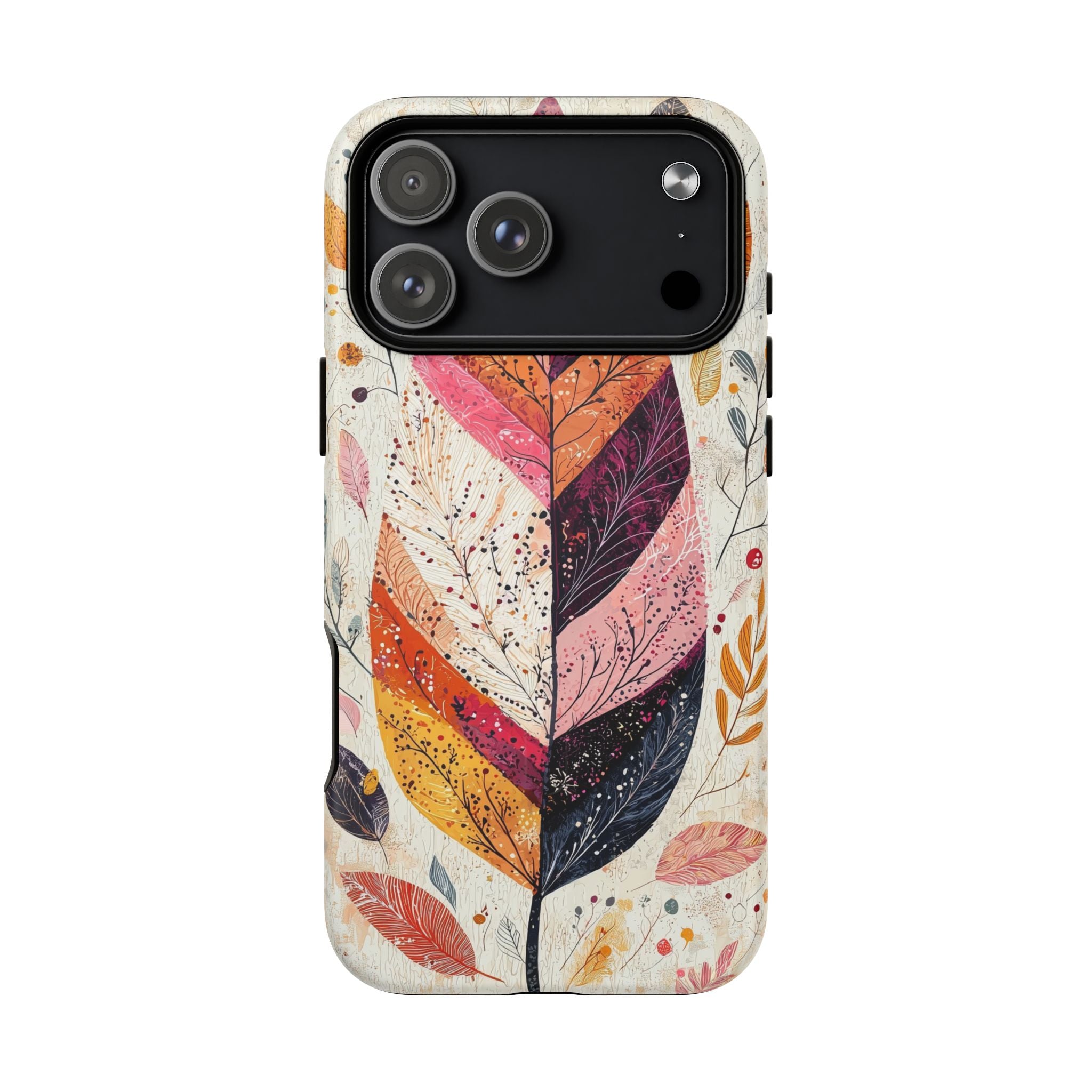 Custodia MagSafe resistente per iPhone Autumn Leaf | Design autunnale con piume ad acquerello