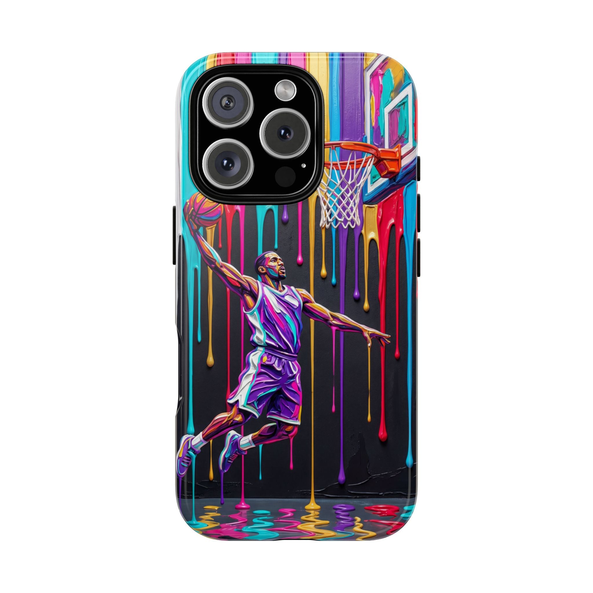 Color Splash Basketball iPhone Case | Vibrant Drip Dunk Design