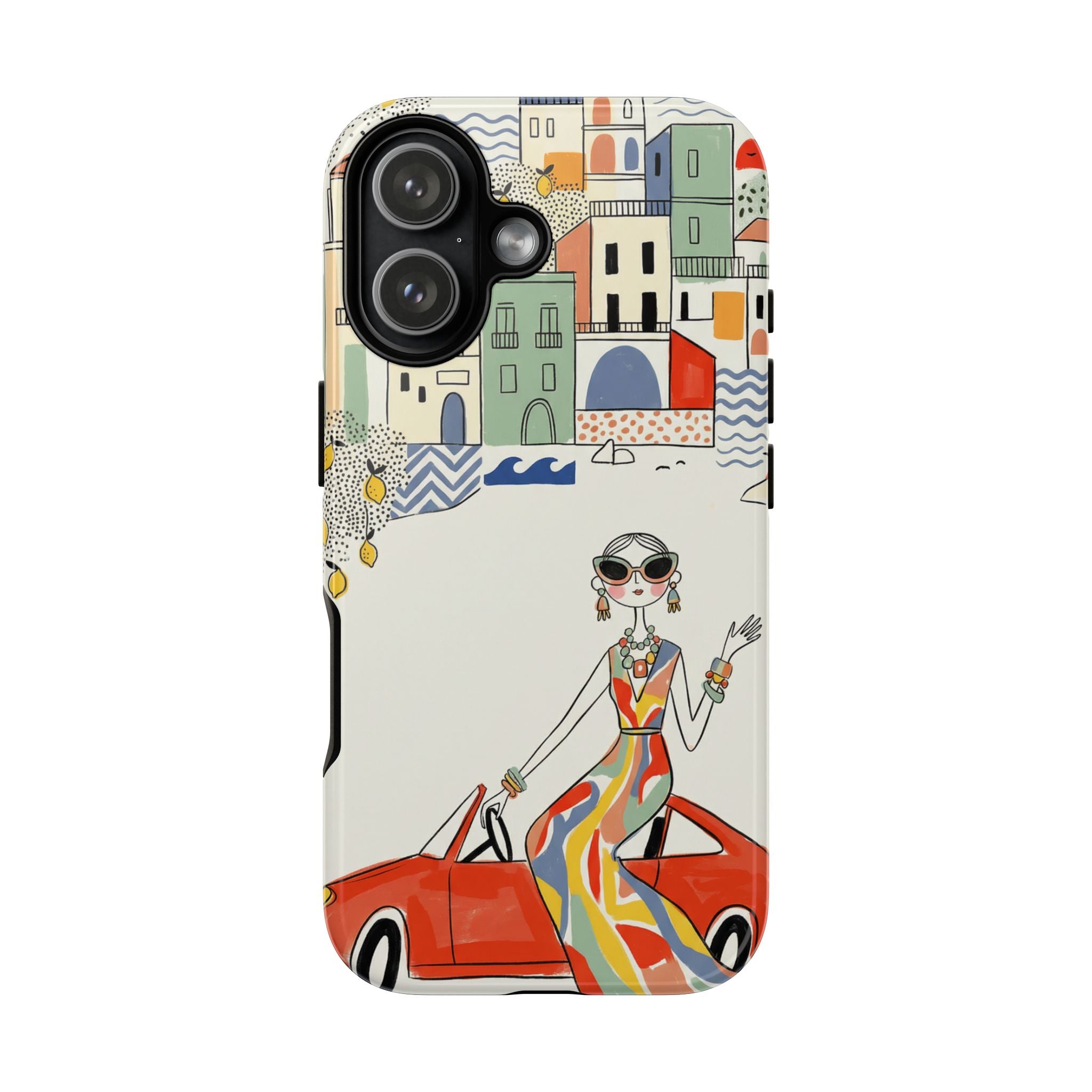 Elegante Cover Riviera per iPhone | Design Chic Donna Retrò in Decappottabile