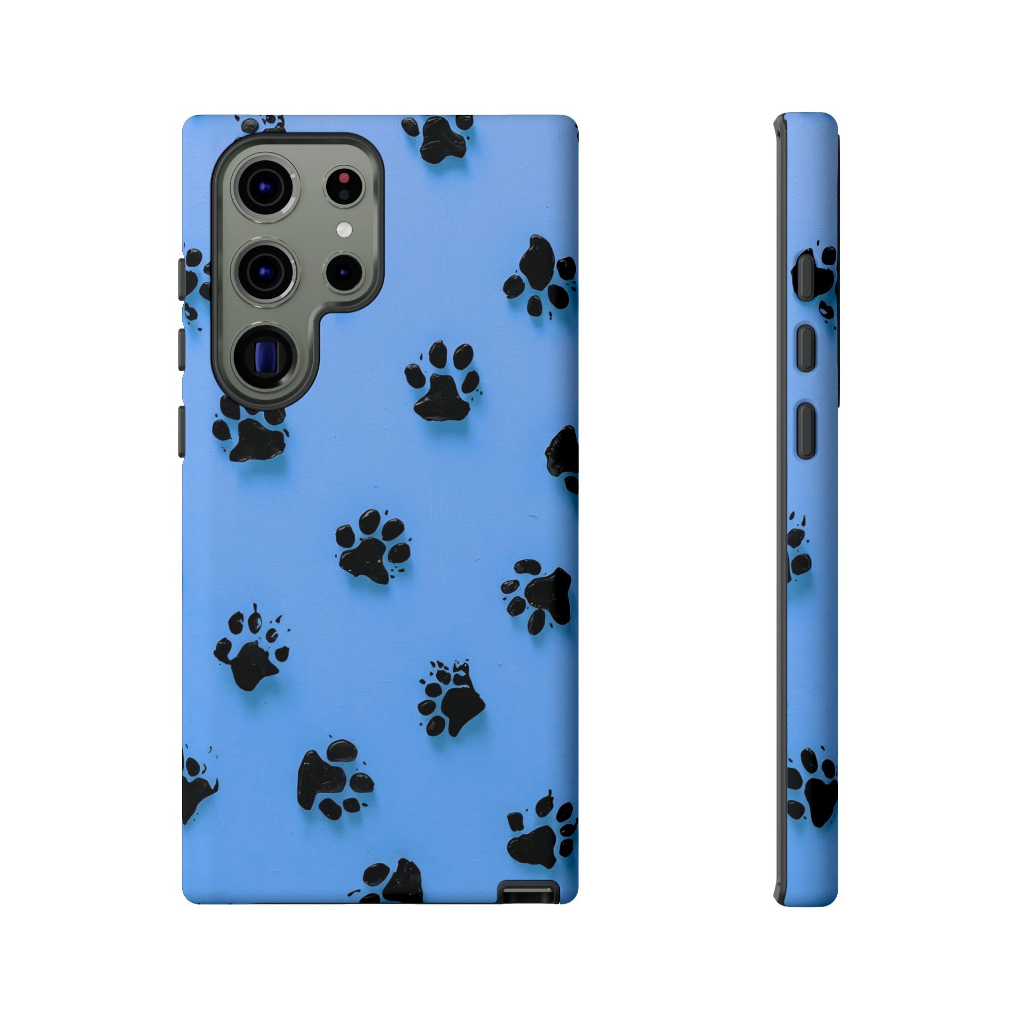 Blue Paw Print Tough Samsung Galaxy Case — Protective Dog & Cat Lover Cover
