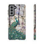 Custodia per Samsung Galaxy con motivo in vetro colorato con pavone