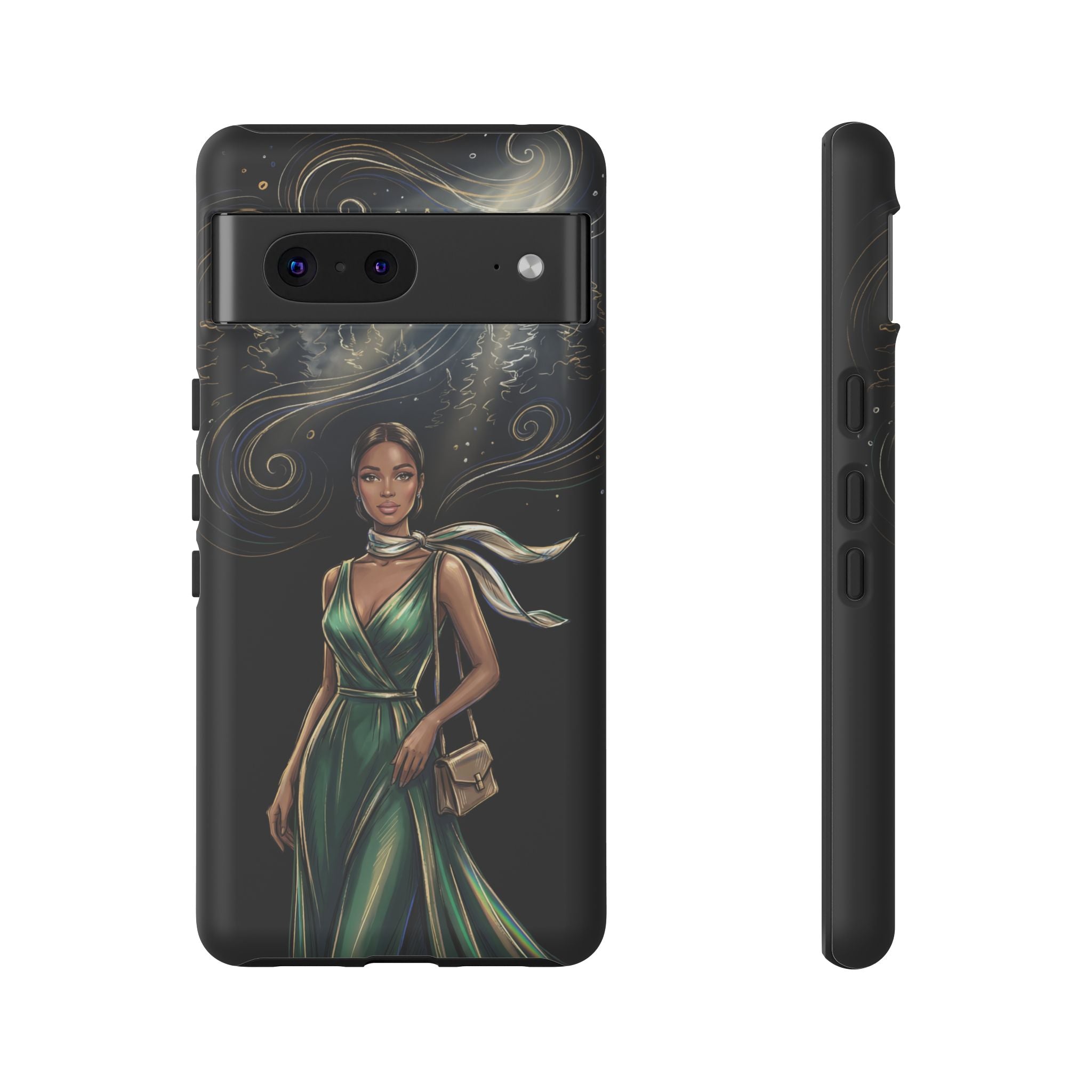 Elegant Woman in Green Dress Art Protective Tough Google Pixel Phone Case