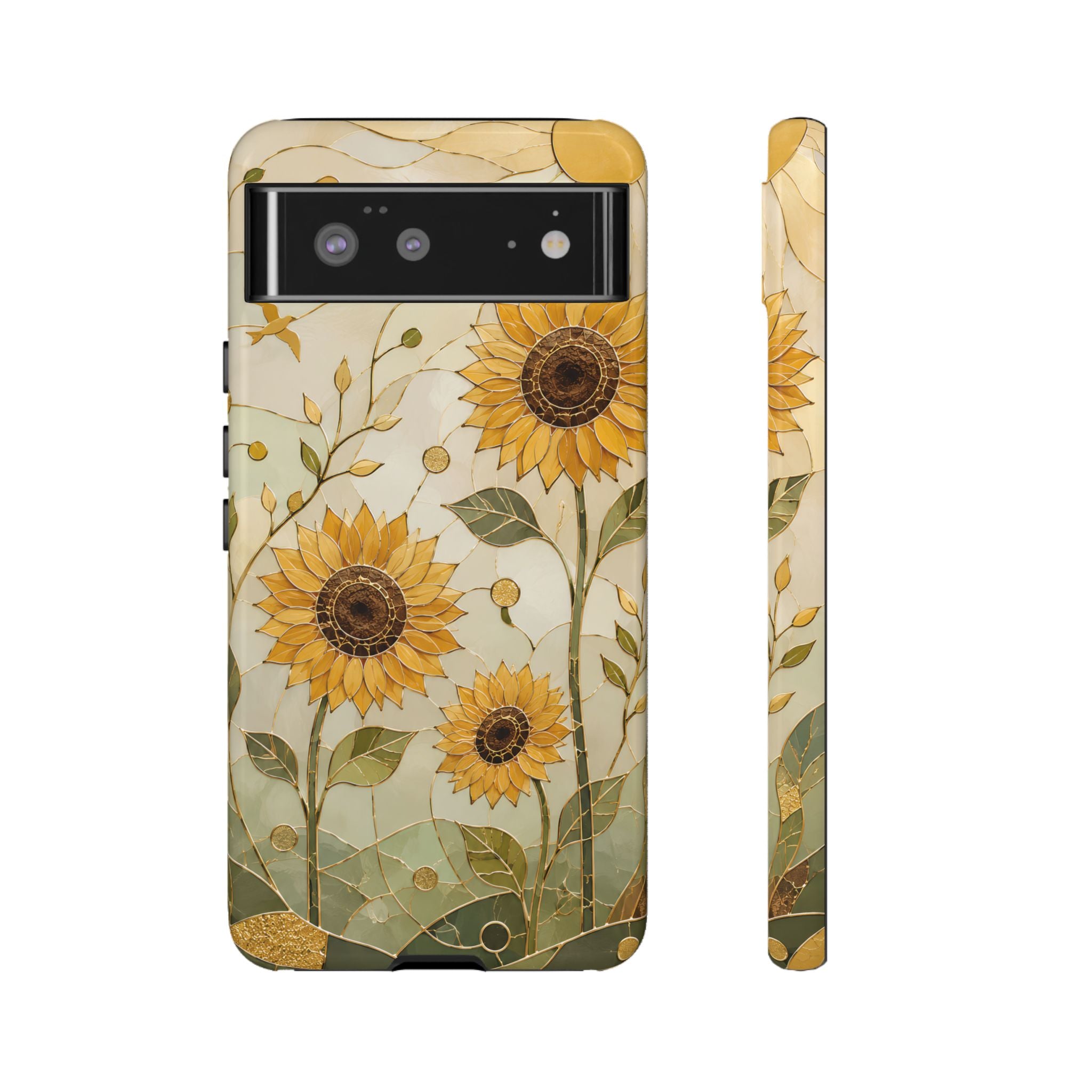 Sunflower Google Pixel Phone Case | Stained Glass Floral Phone Case