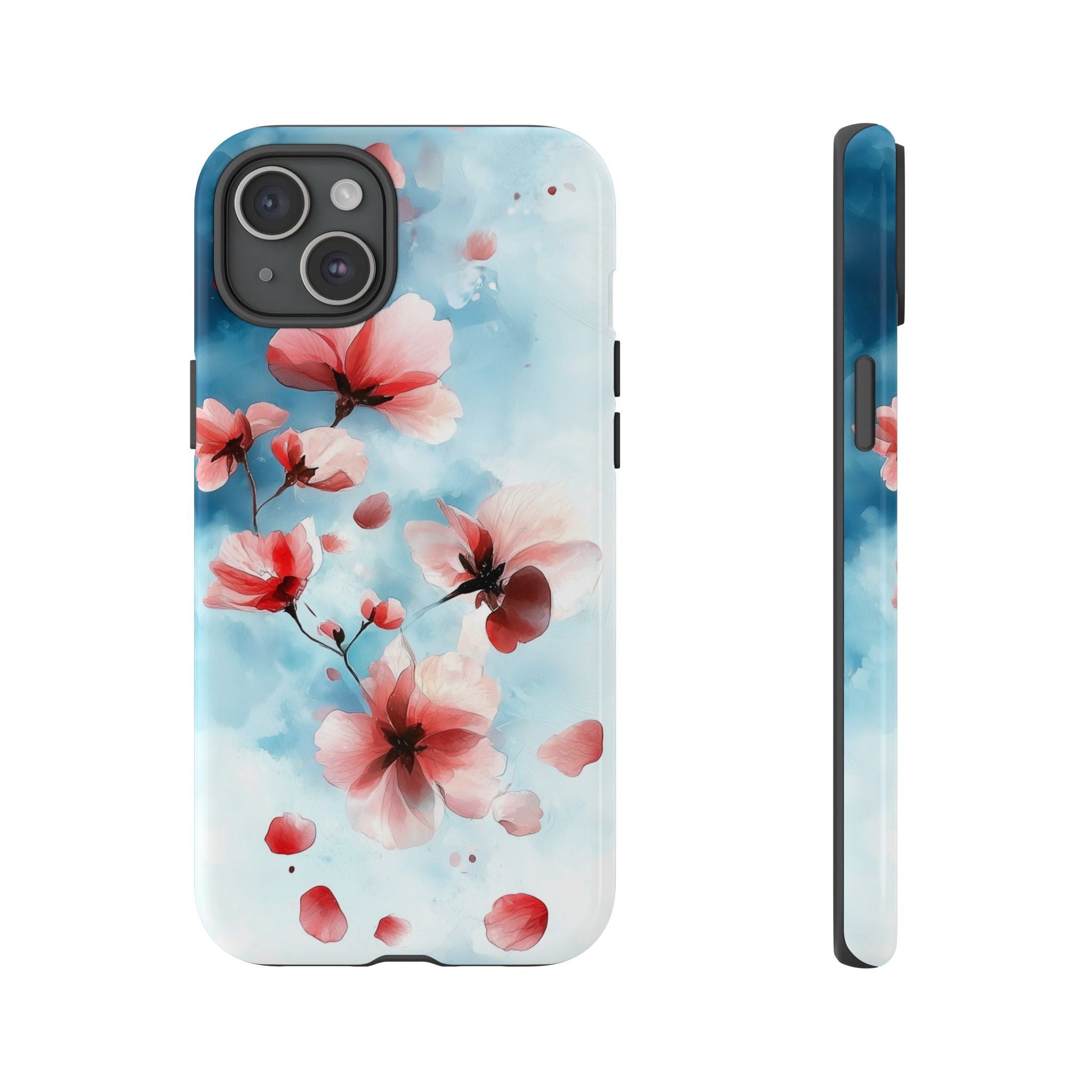 Floral Cherry Blossom iPhone Case | Pastel Pink Blue