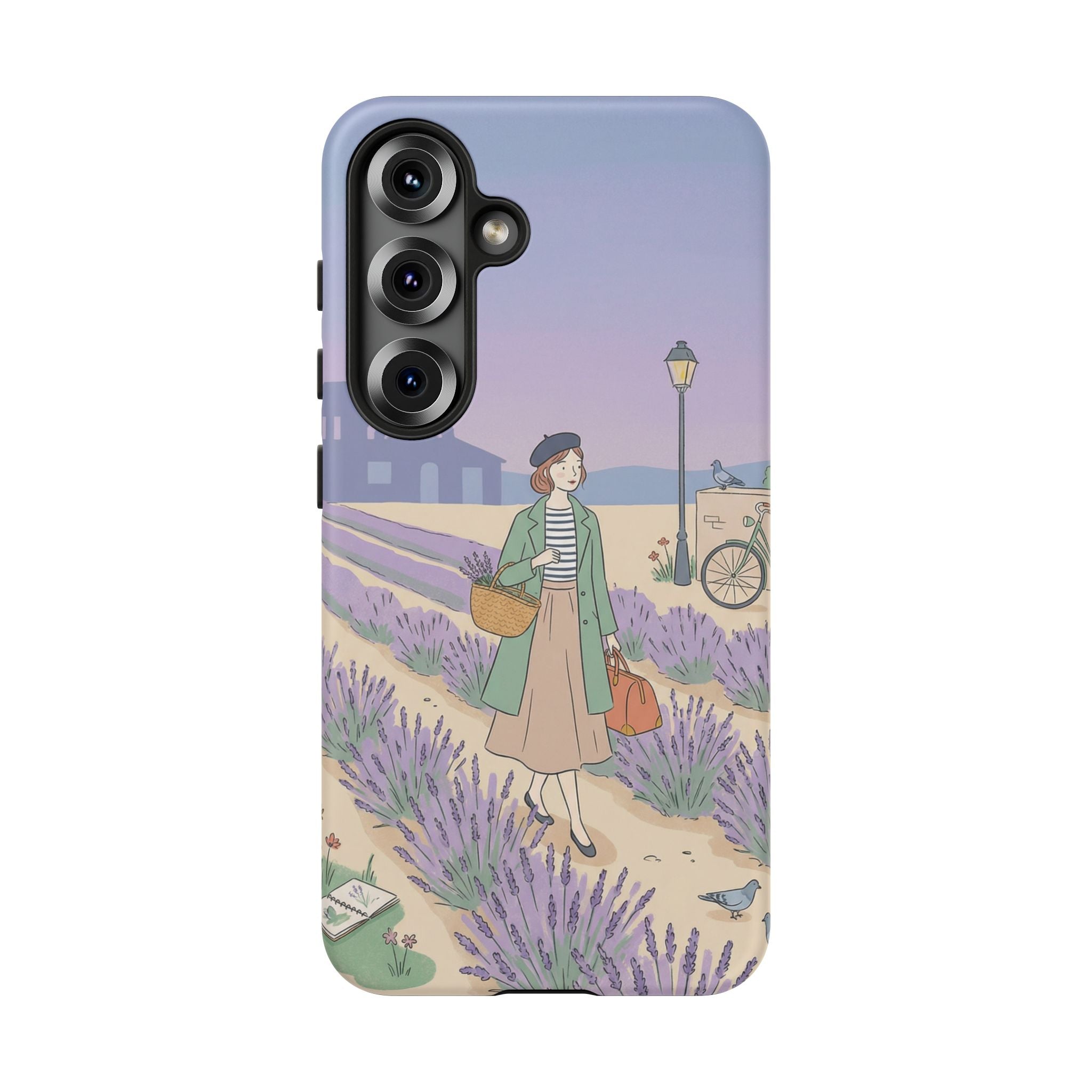 Lavender Field Samsung Galaxy Phone Case | Vintage Travel Illustration Protective Case