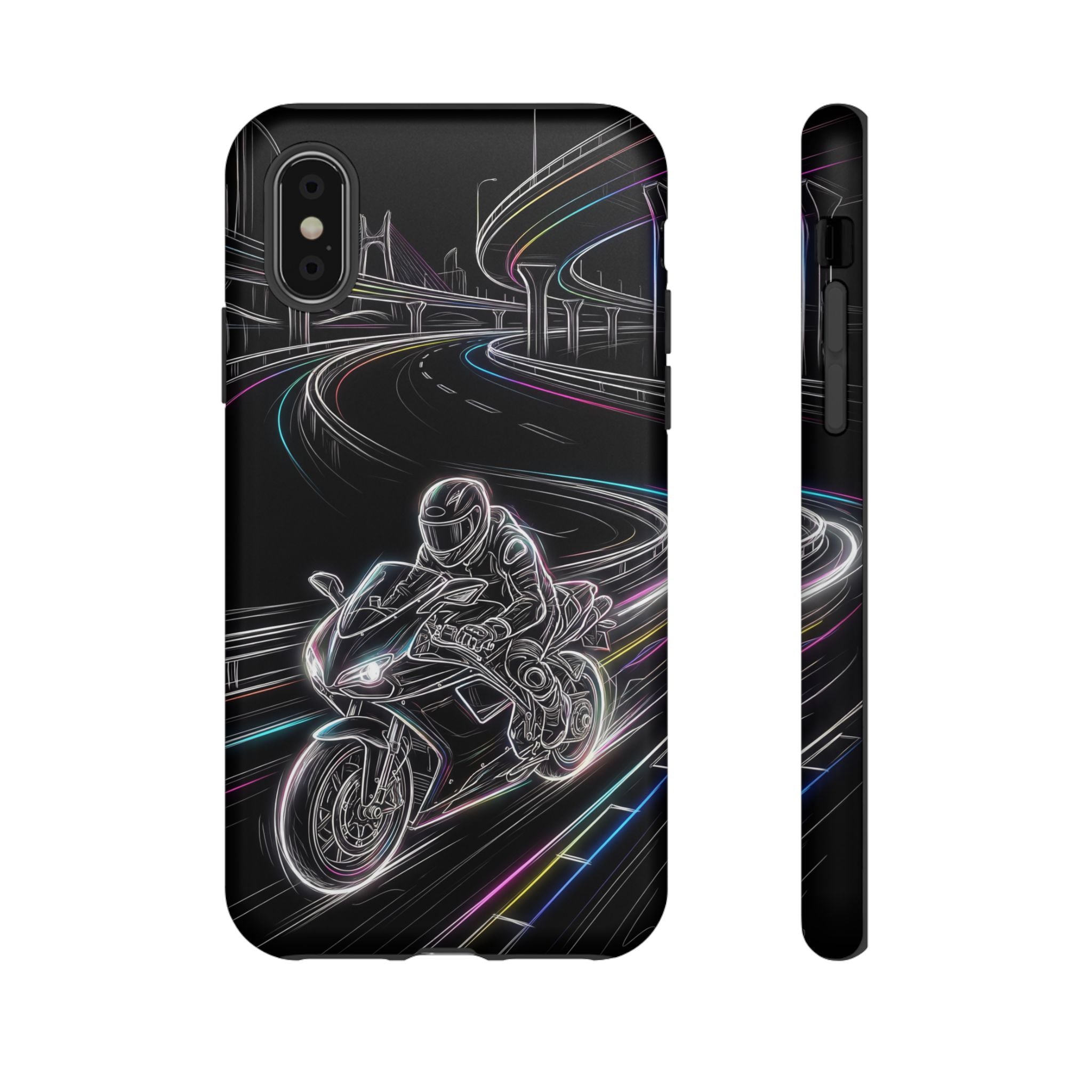 Neon Night Rider iPhone Case | Motorcycle Racing Protective Cover