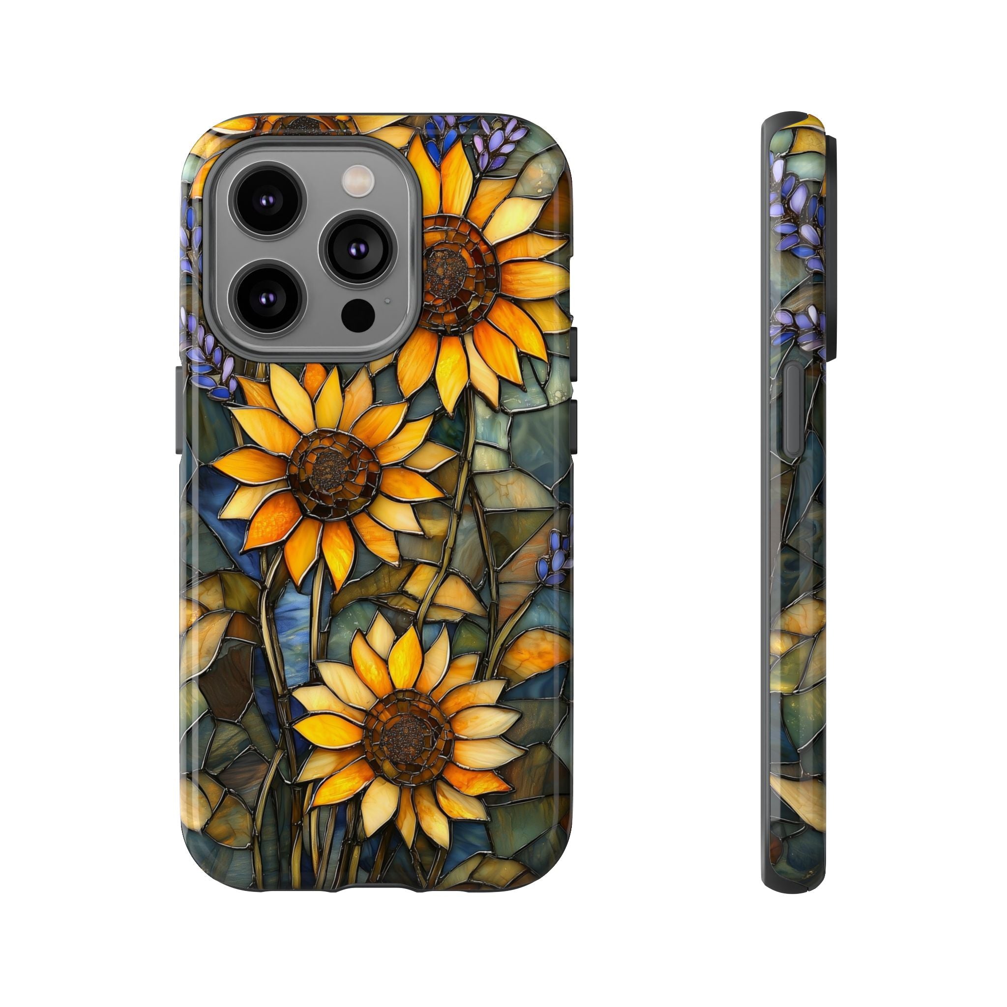 Sunflower Stained Glass Tough iPhone Case | Floral Protective Cover