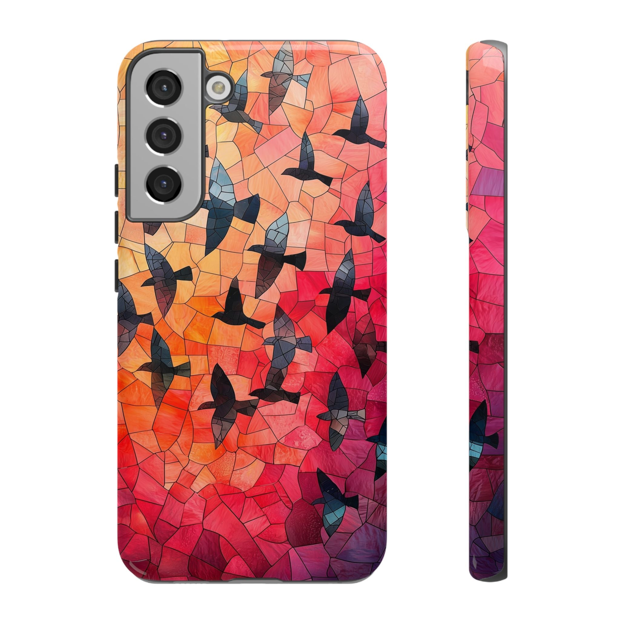 Stained Glass Mosaic Sunset Birds Samsung Galaxy Case