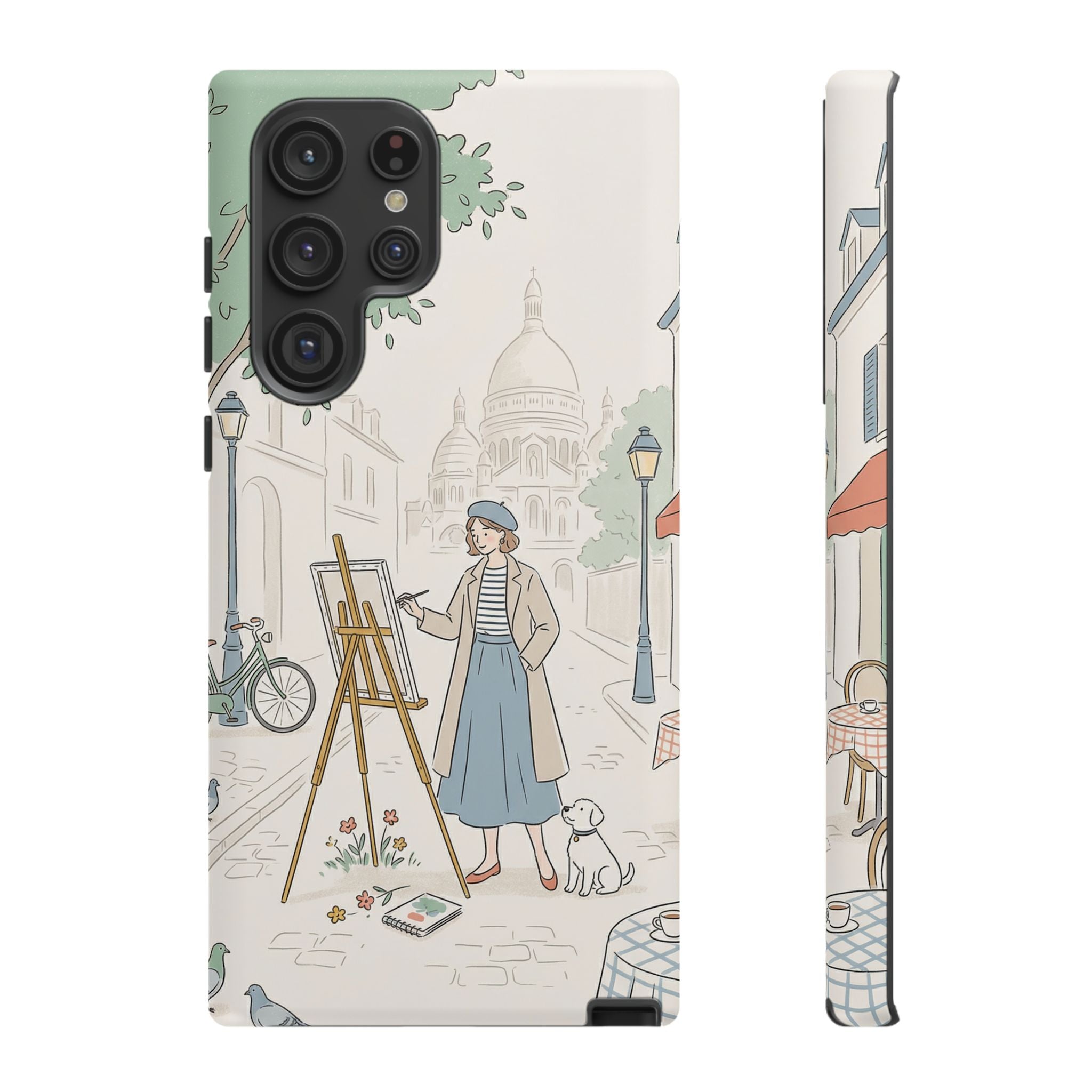 Artist in Paris Samsung Galaxy Phone Case | Vintage Painter Street Scene Protective Cover