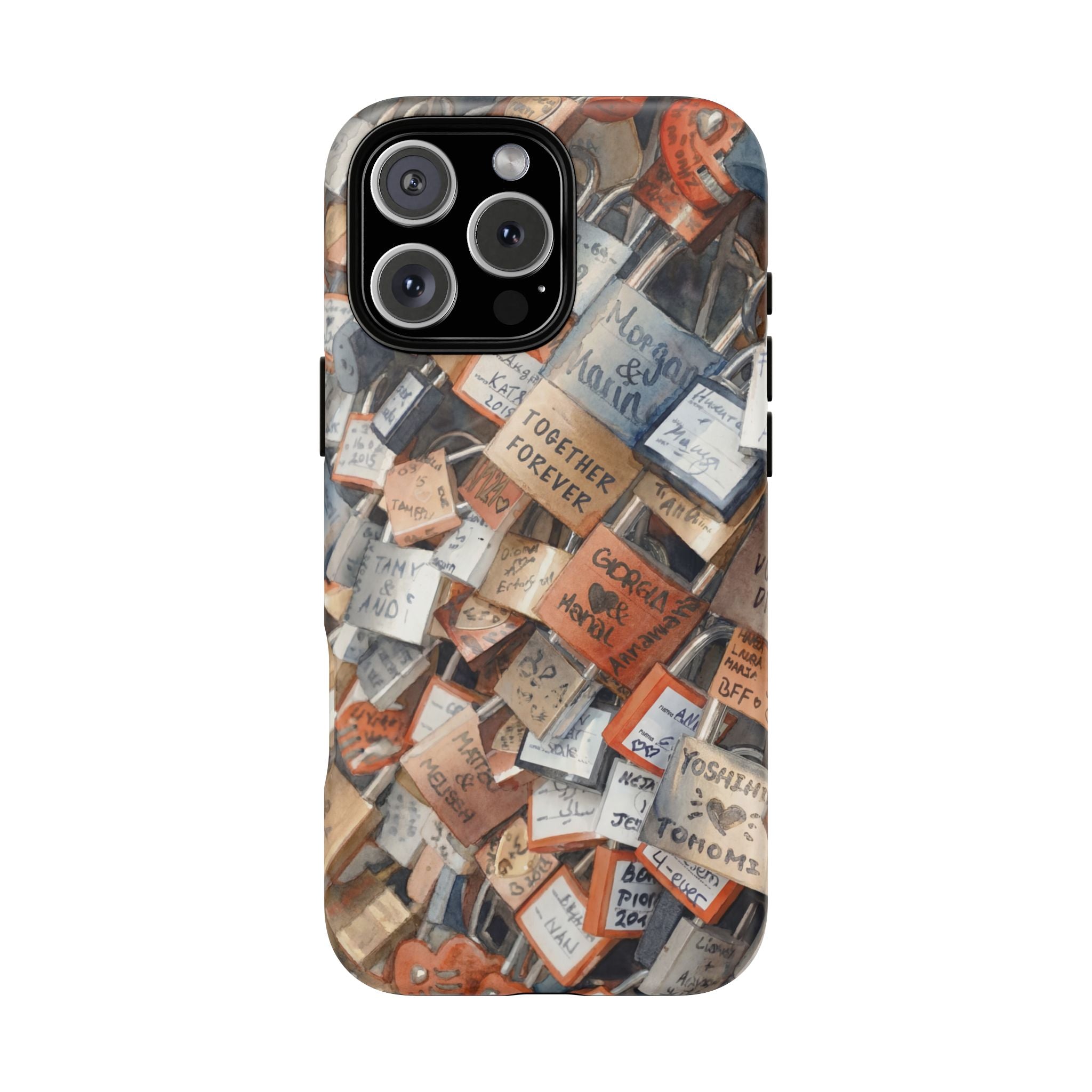 Custodia per iPhone MagSafe resistente con motivo collage di lucchetti dei desideri