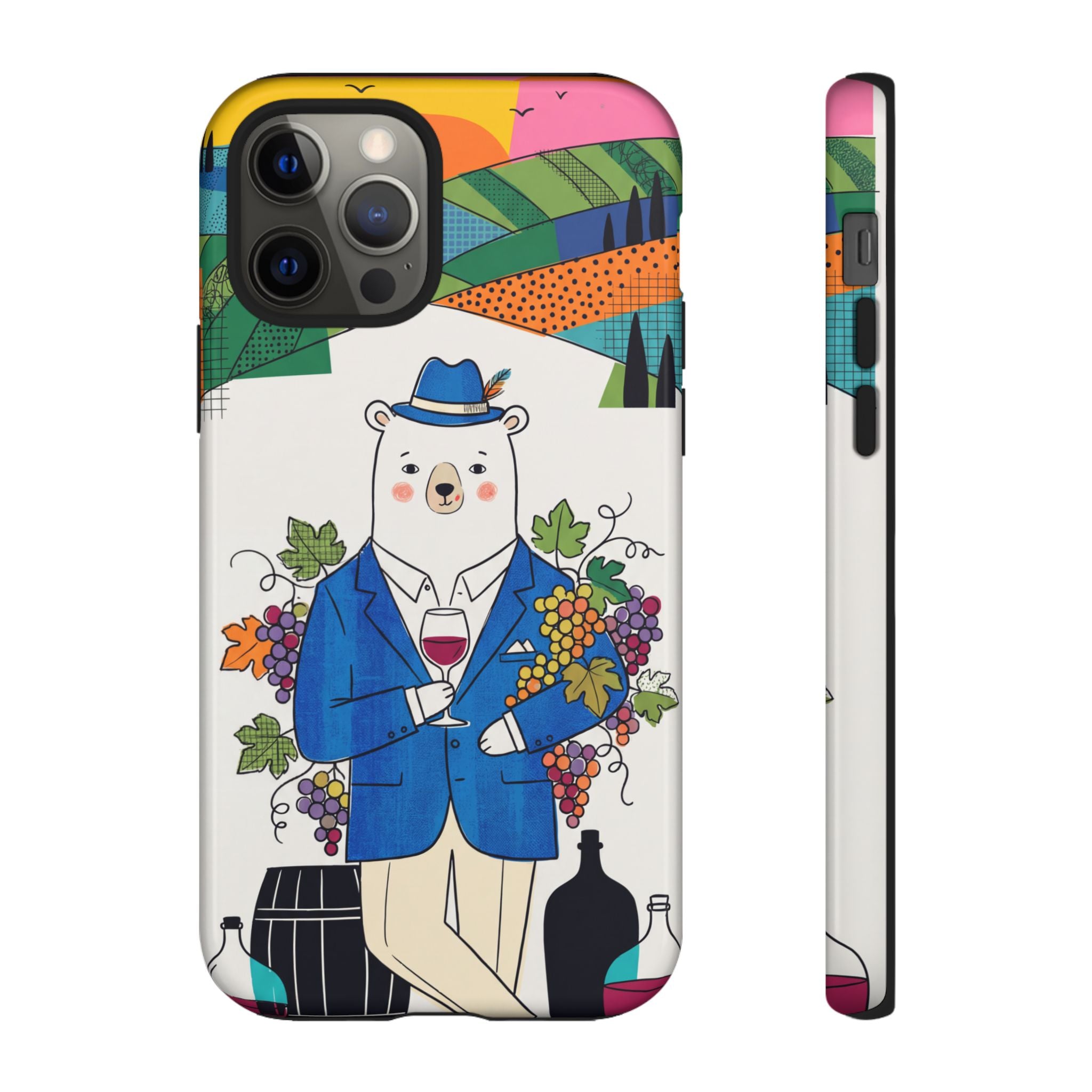 Dapper Polar Bear Wine Lover Illustrated Protective iPhone Case