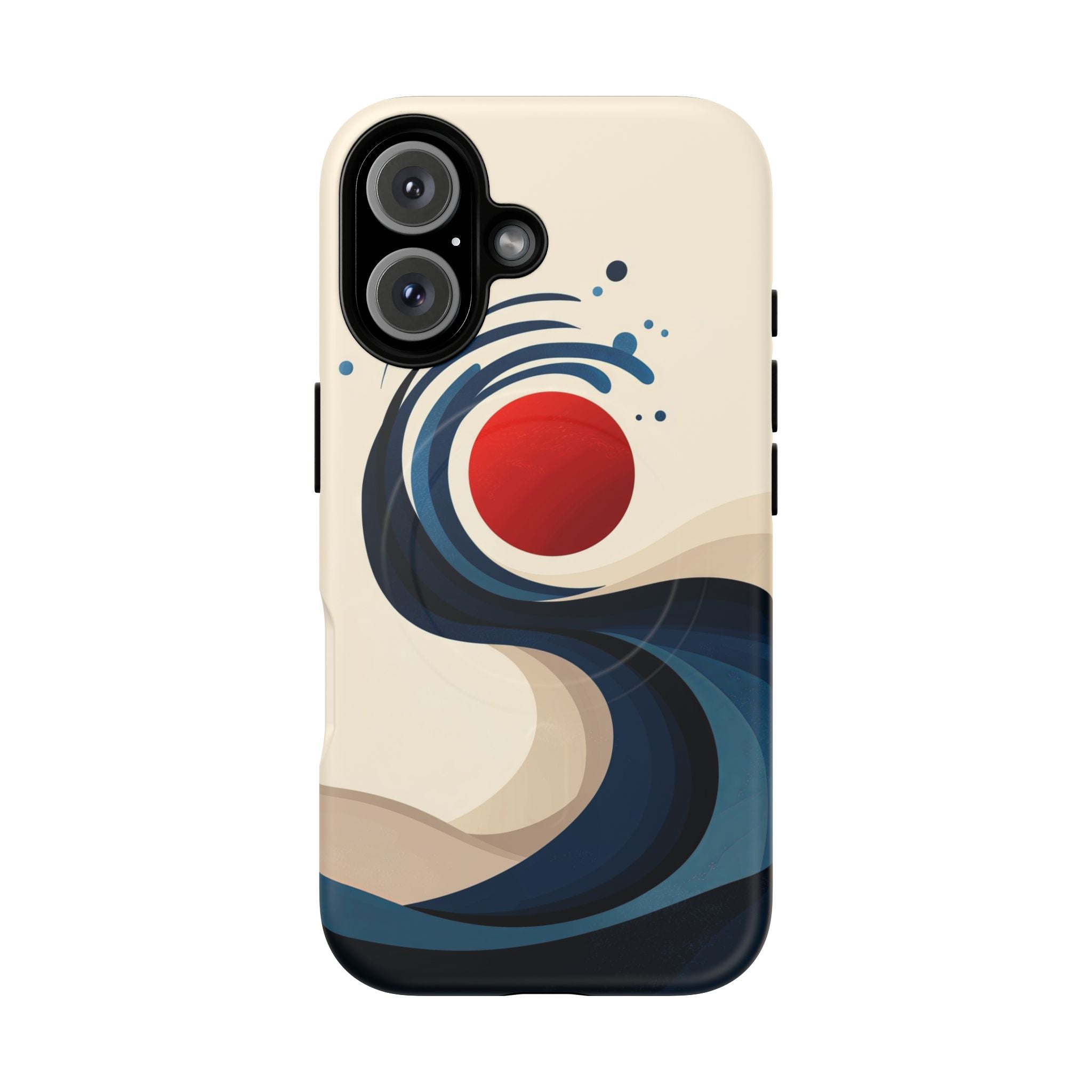 Abstract Wave MagSafe iPhone Case | Red Sun Ocean Art