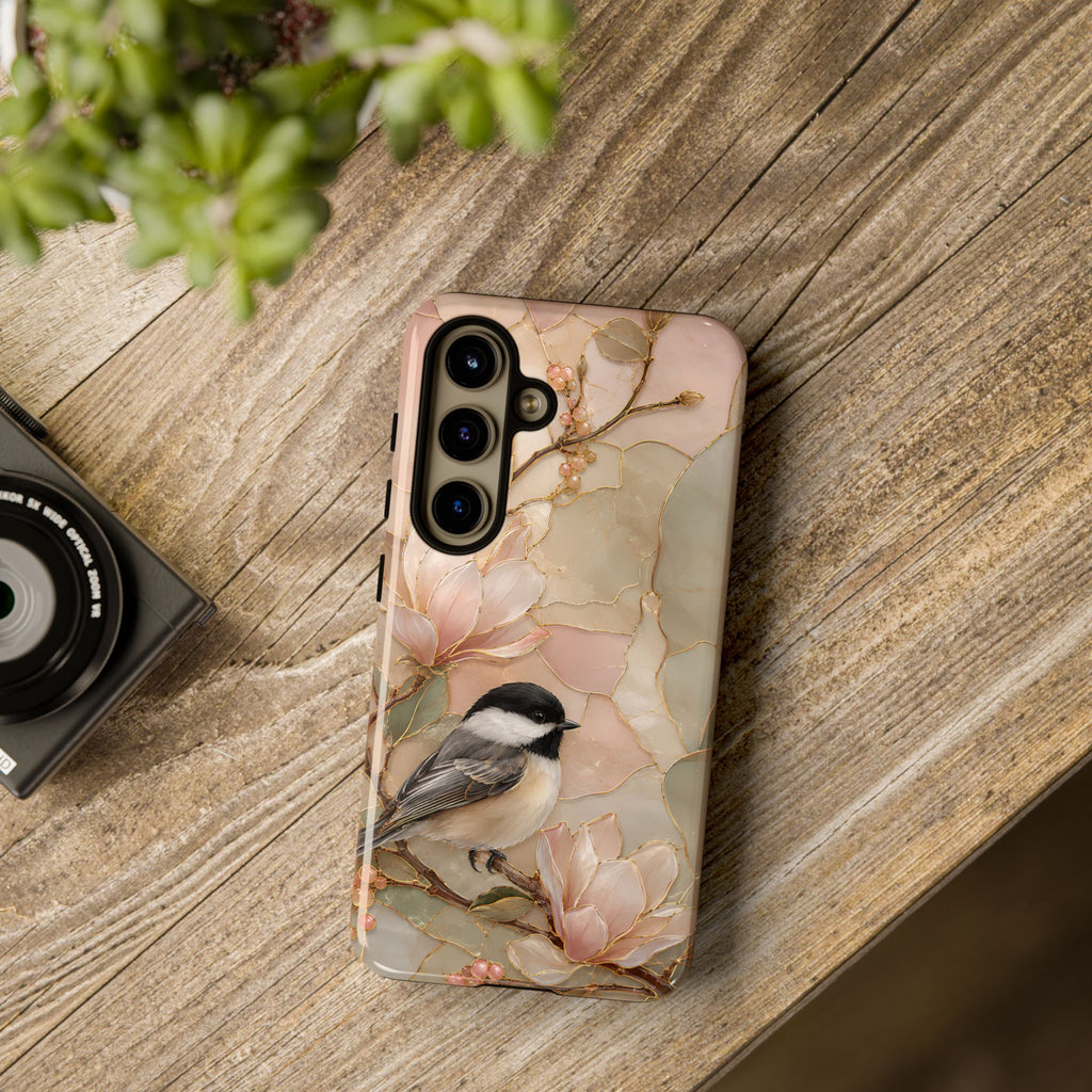 Chickadee Samsung Galaxy Phone Case | Magnolia Flower Phone Case