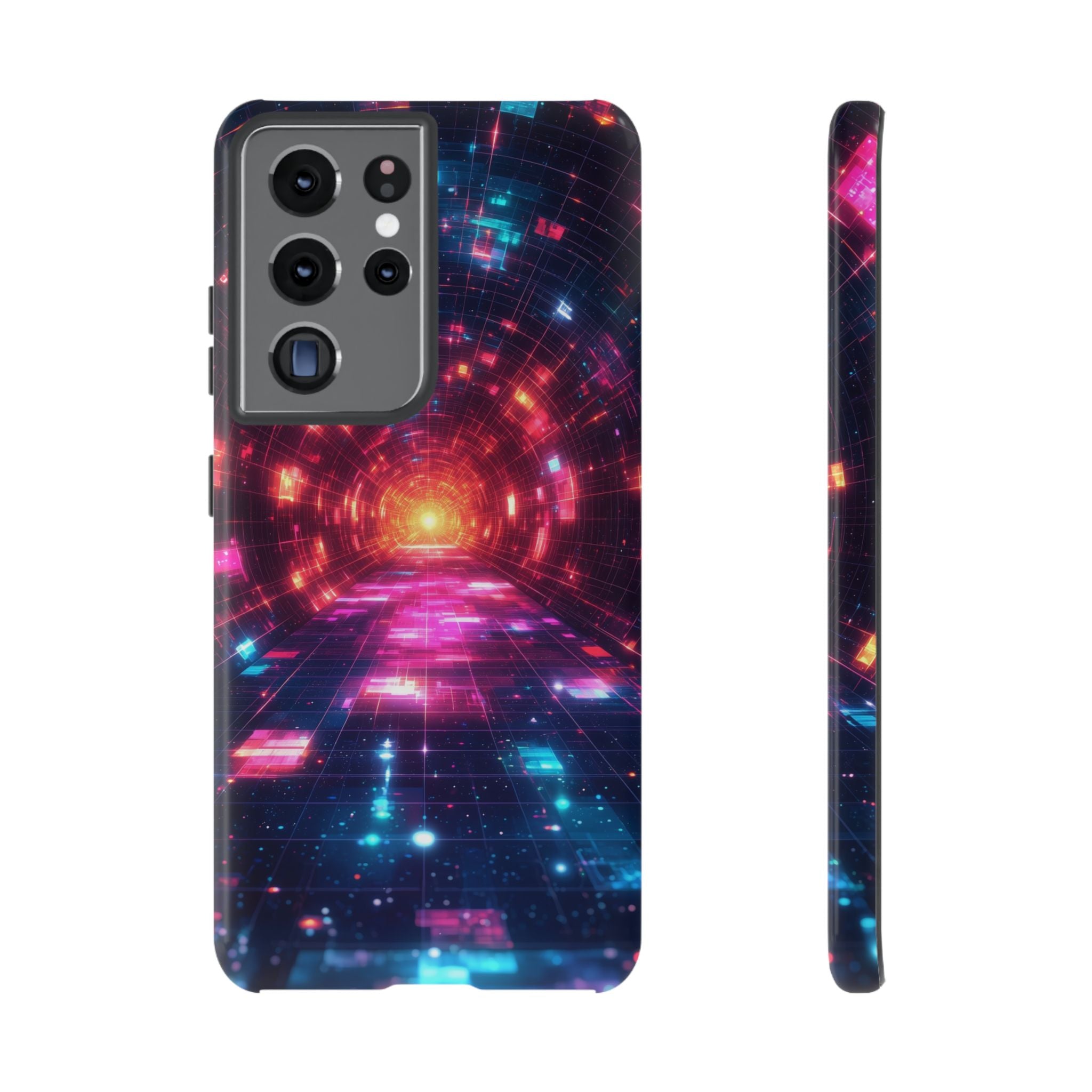 Neon Tunnel Tough Samsung Galaxy Case — Retro Futuristic Galaxy Design