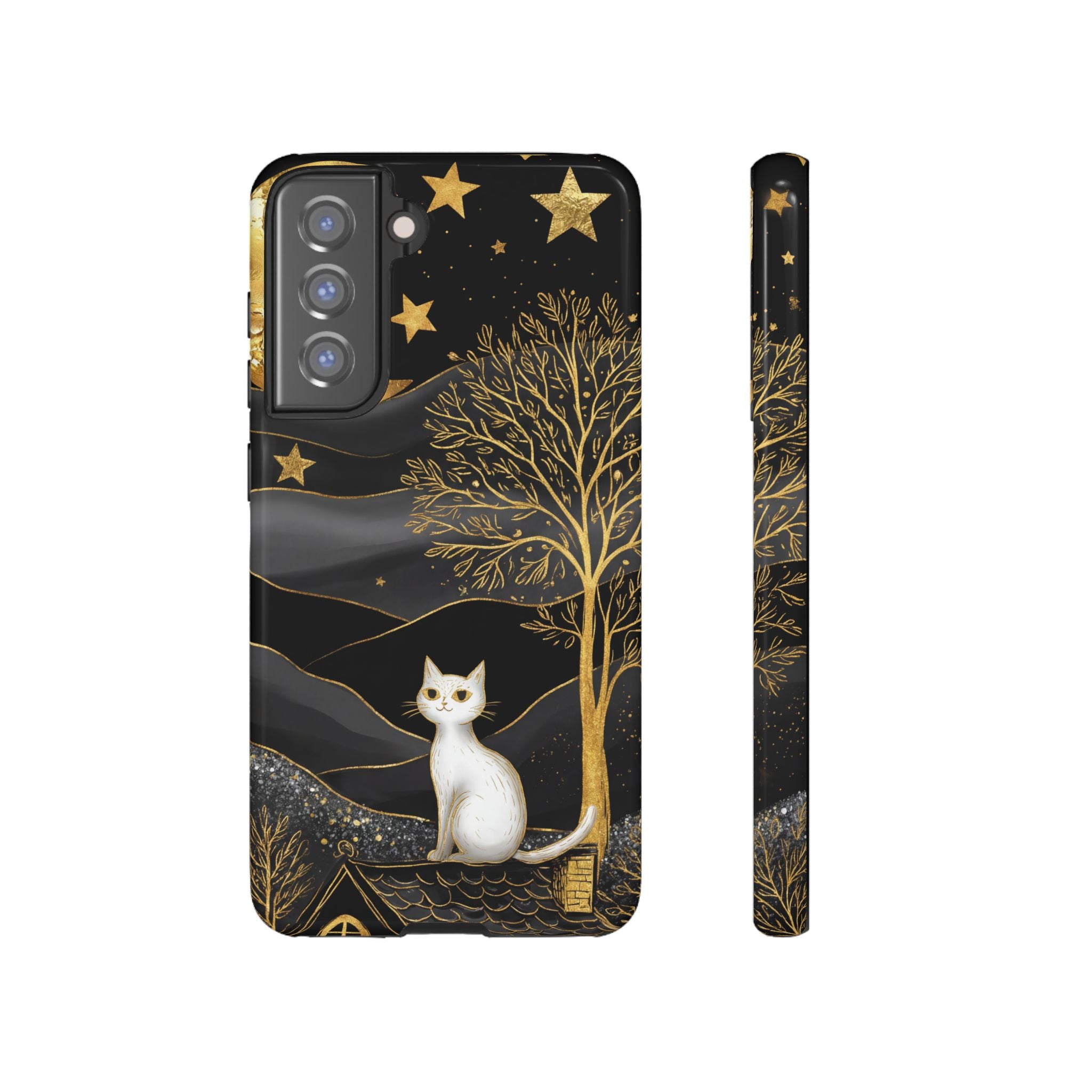 Gold Moon & Celestial Cat Samsung Galaxy Case