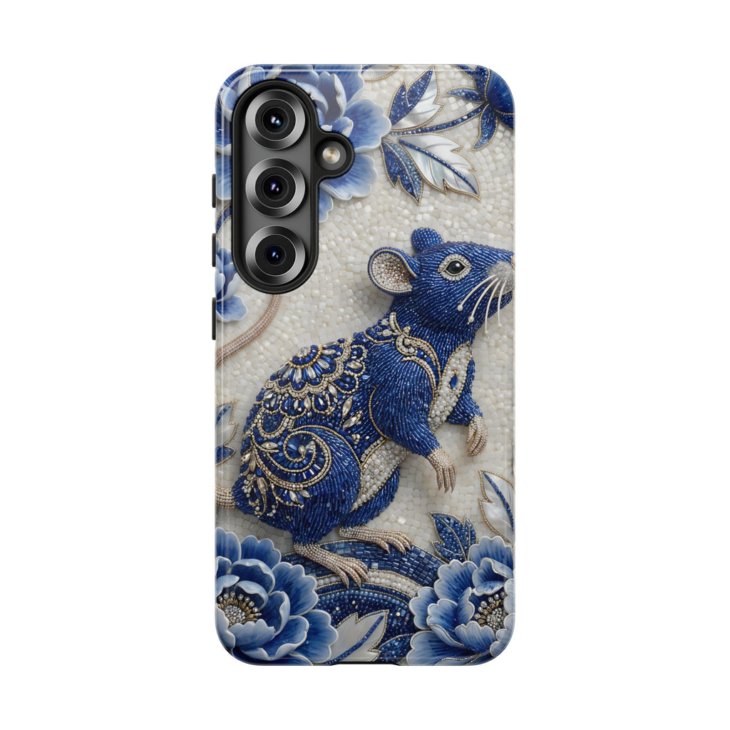 Asian Zodiac Rat Samsung Galaxy Phone Case | Blue & White Porcelain Art Slim Protective iPhone Case | Year of the Rat Gift