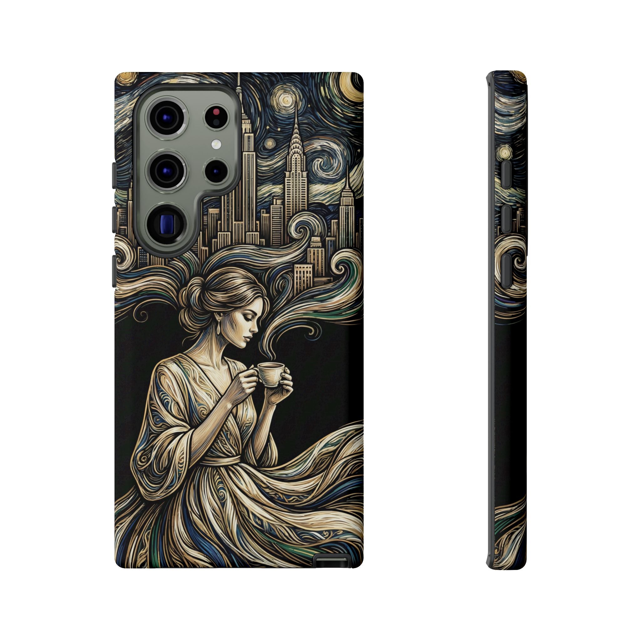 Vintage Cityscape Woman Tea Art Samsung Galaxy Phone Case