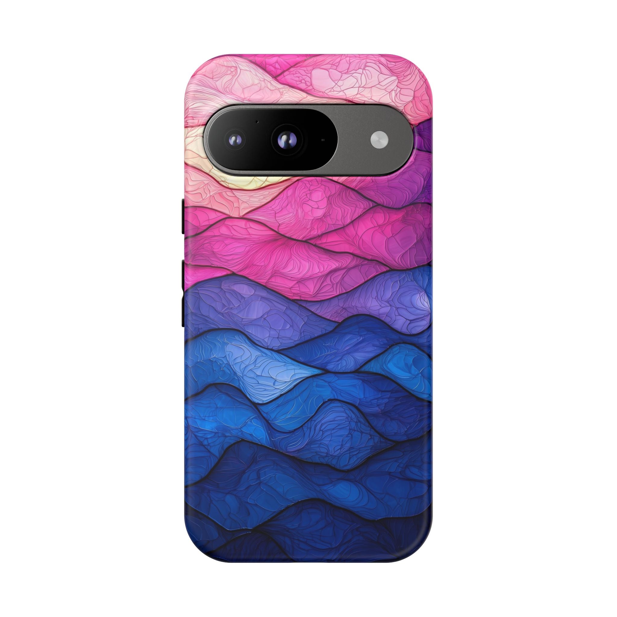 Abstract Ocean Waves Google Pixel Case — Pink & Blue Gradient Tough Case