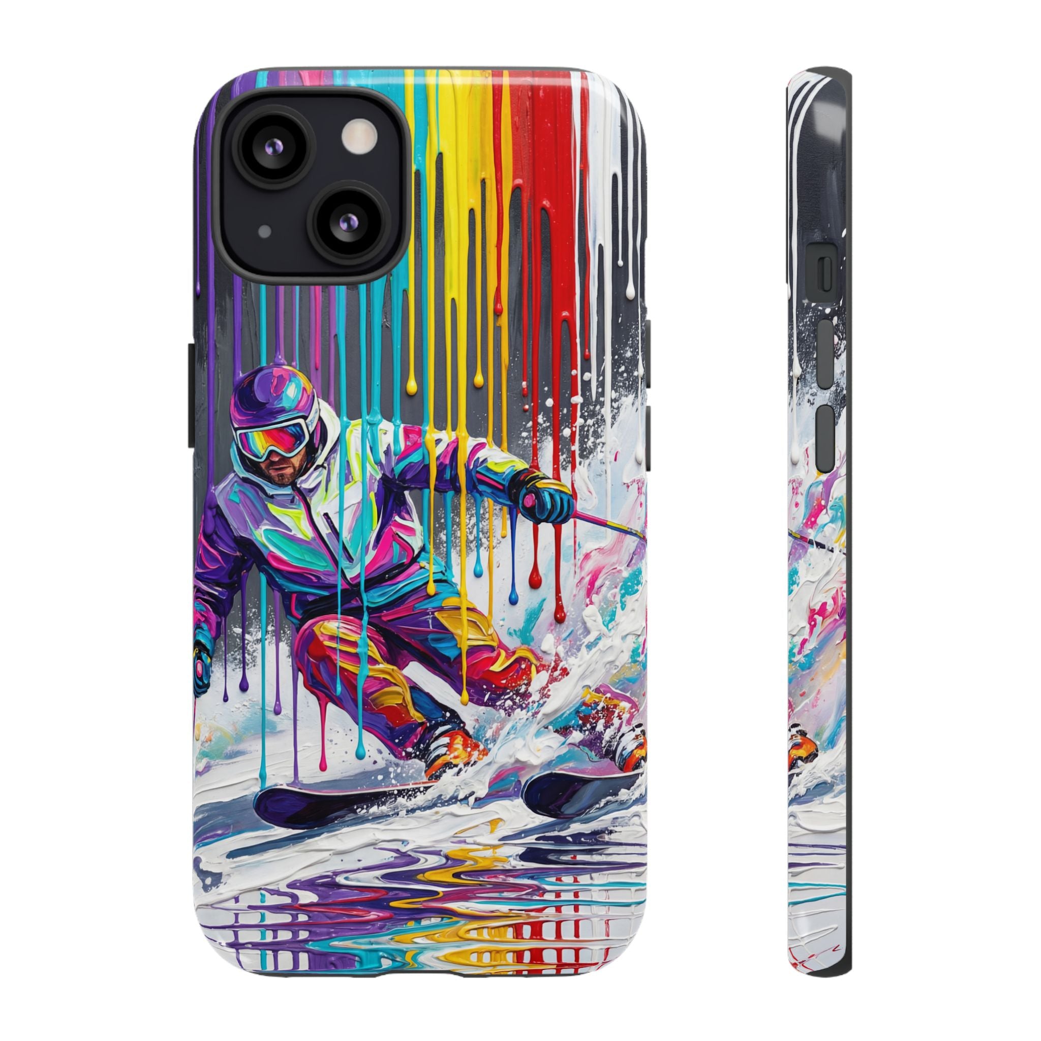Colourful Skiing Drip Art Tough iPhone Case