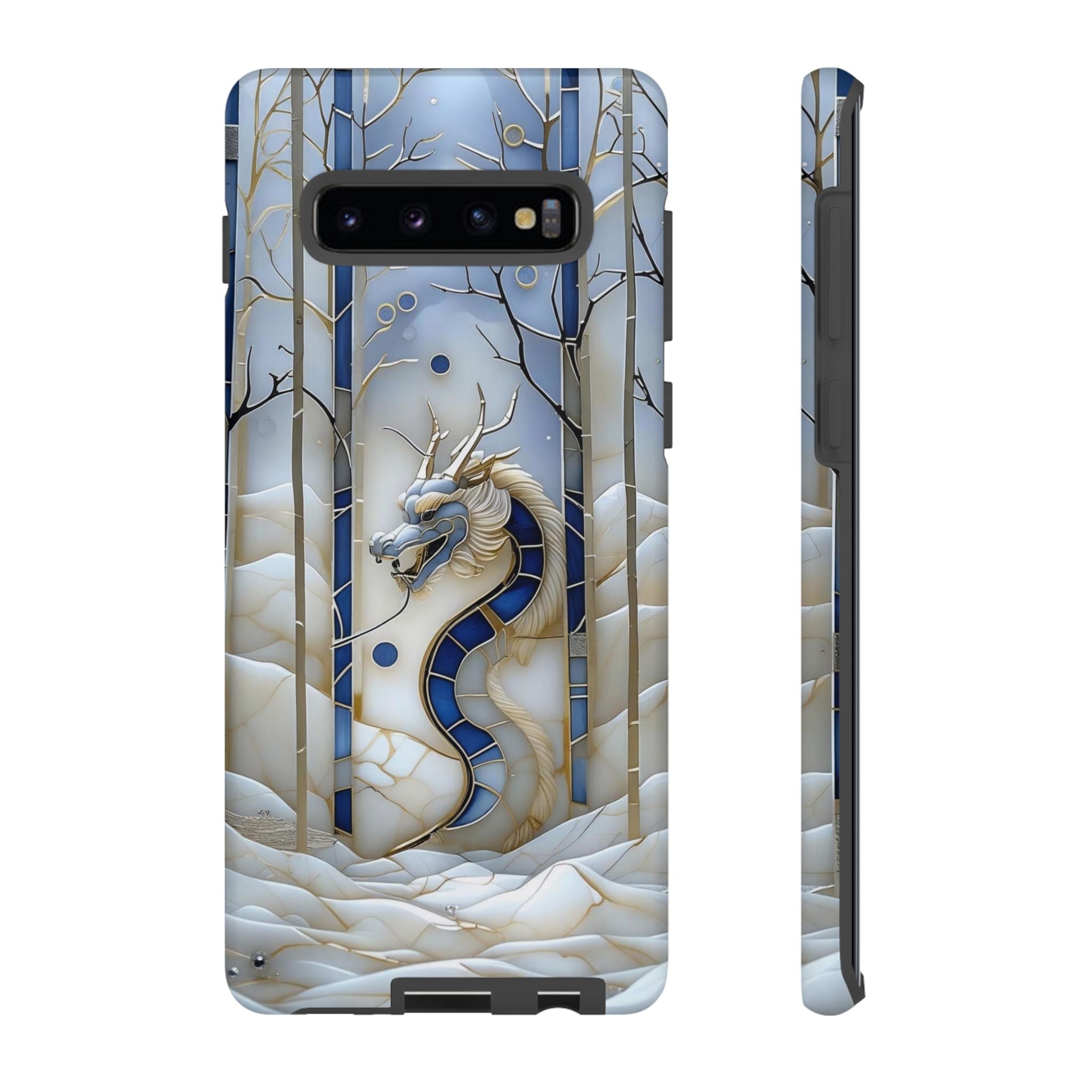 Dragon Stained Glass Samsung Galaxy Case — Blue Winter Forest Protective Cover