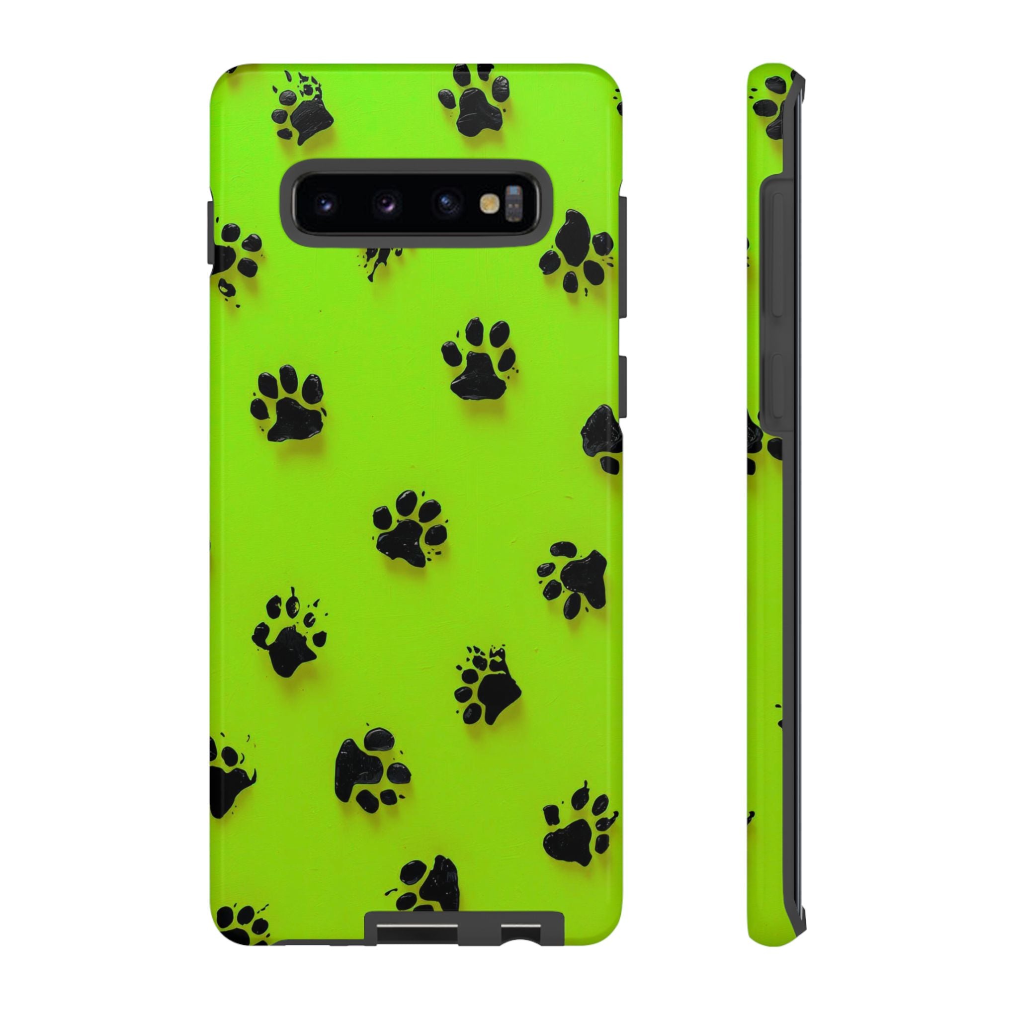 Neon Paw Print Tough Samsung Galaxy Case — Shockproof Pet Lover iPhone Cover