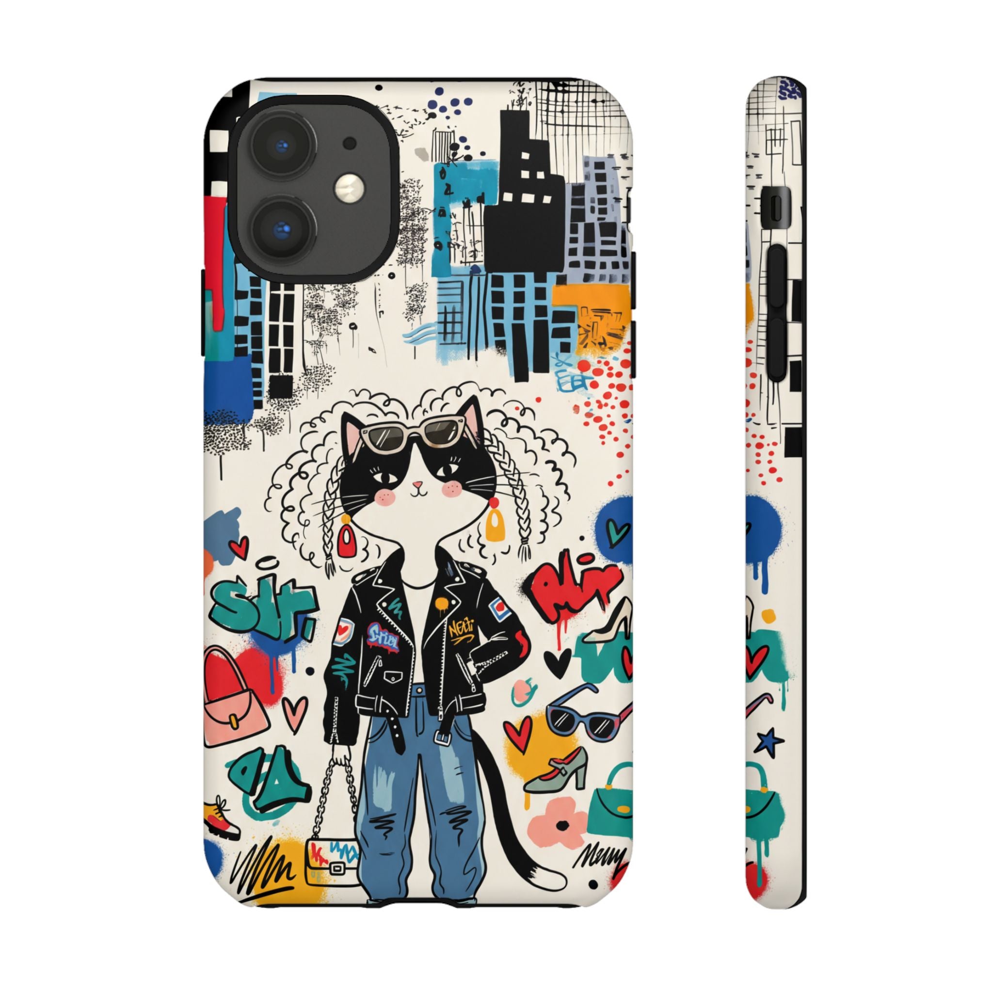 Punk City Cat Graffiti Design iPhone Case