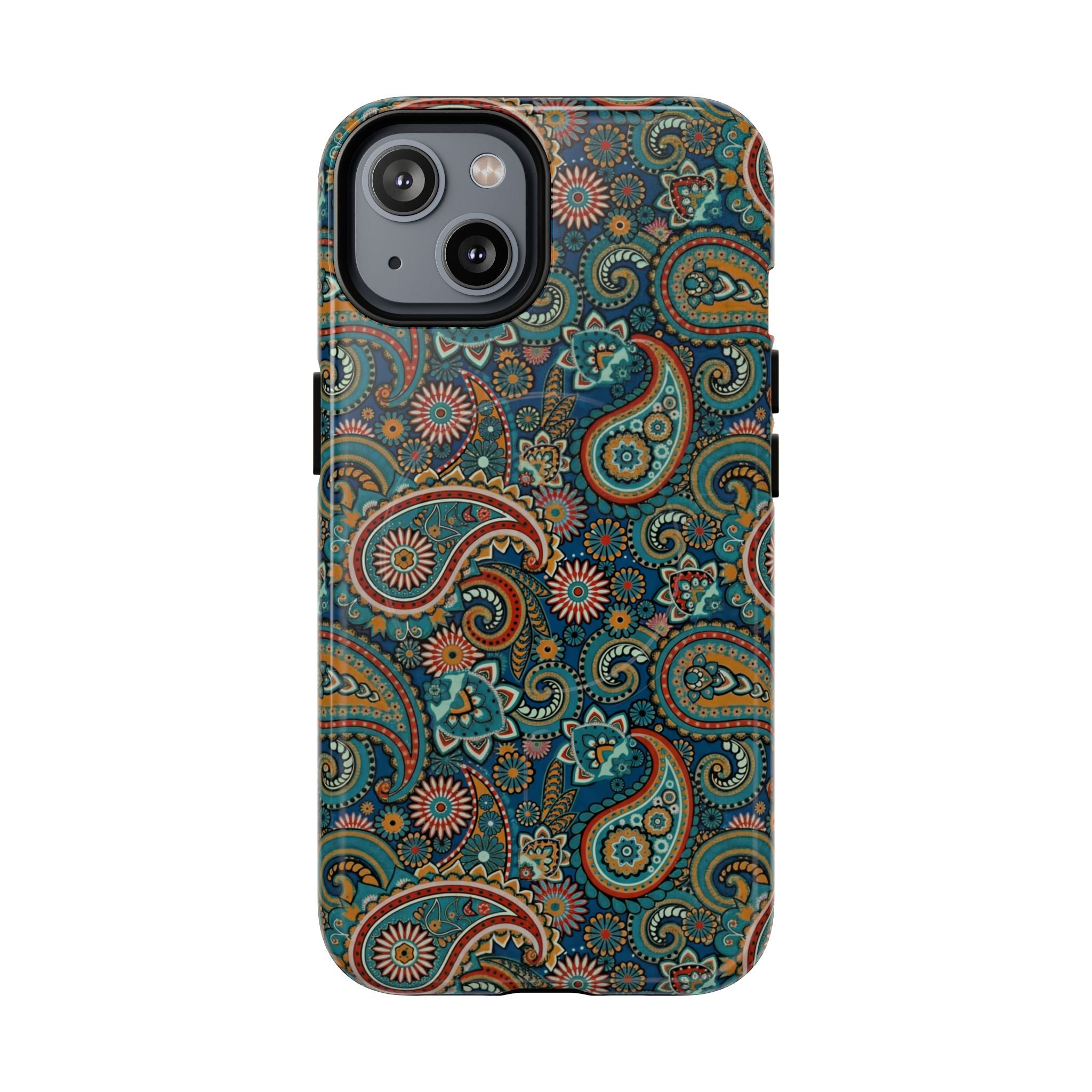 Batik Teal Paisley Tough MagSage iPhone Case