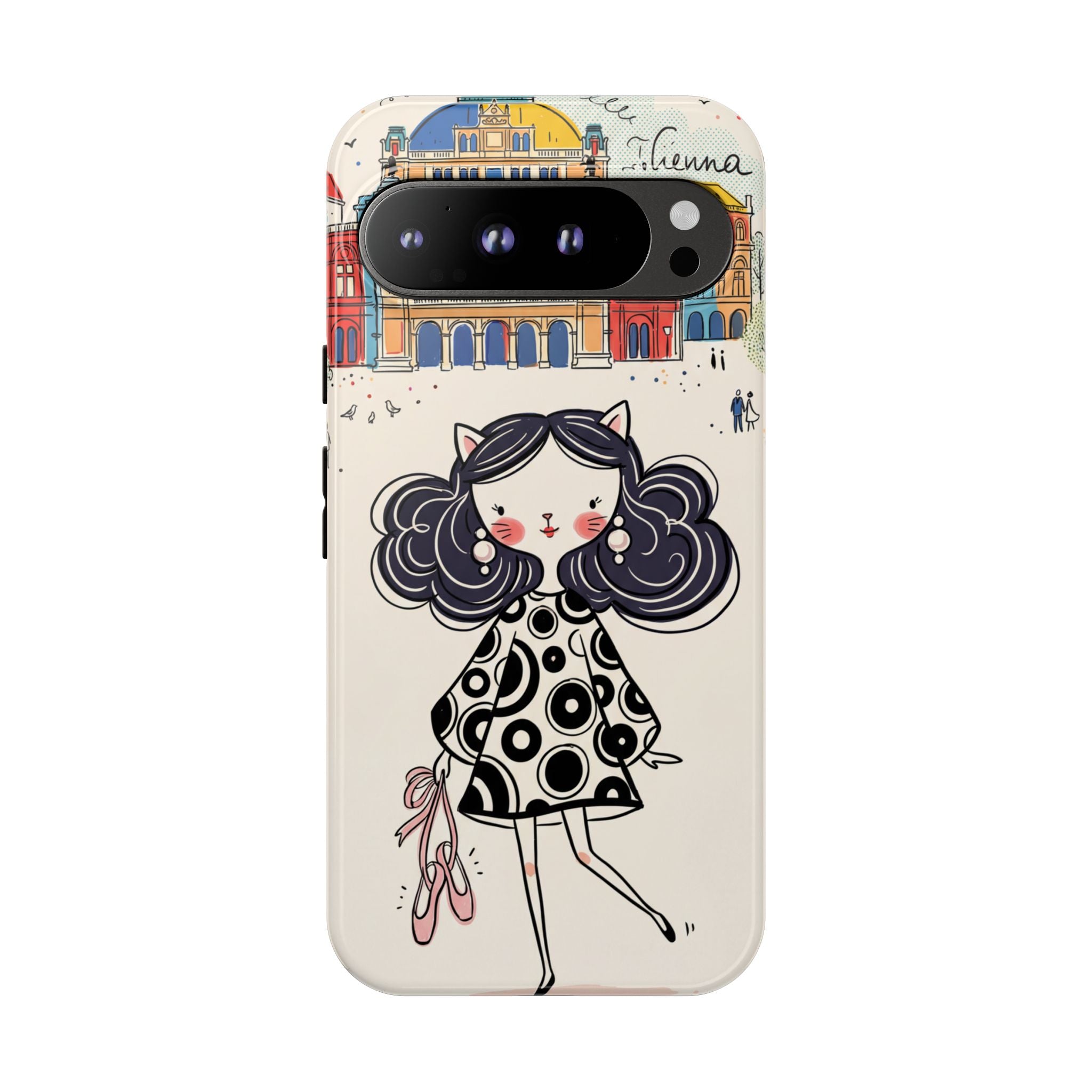 Cute Parisian Cat Girl Google Pixel Phone Case | Ballet Slippers Illustration Tough Case