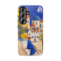 Mediterranean Village Samsung Galaxy Phone Case | Scenic Sailboat & Lemon Grove Design
