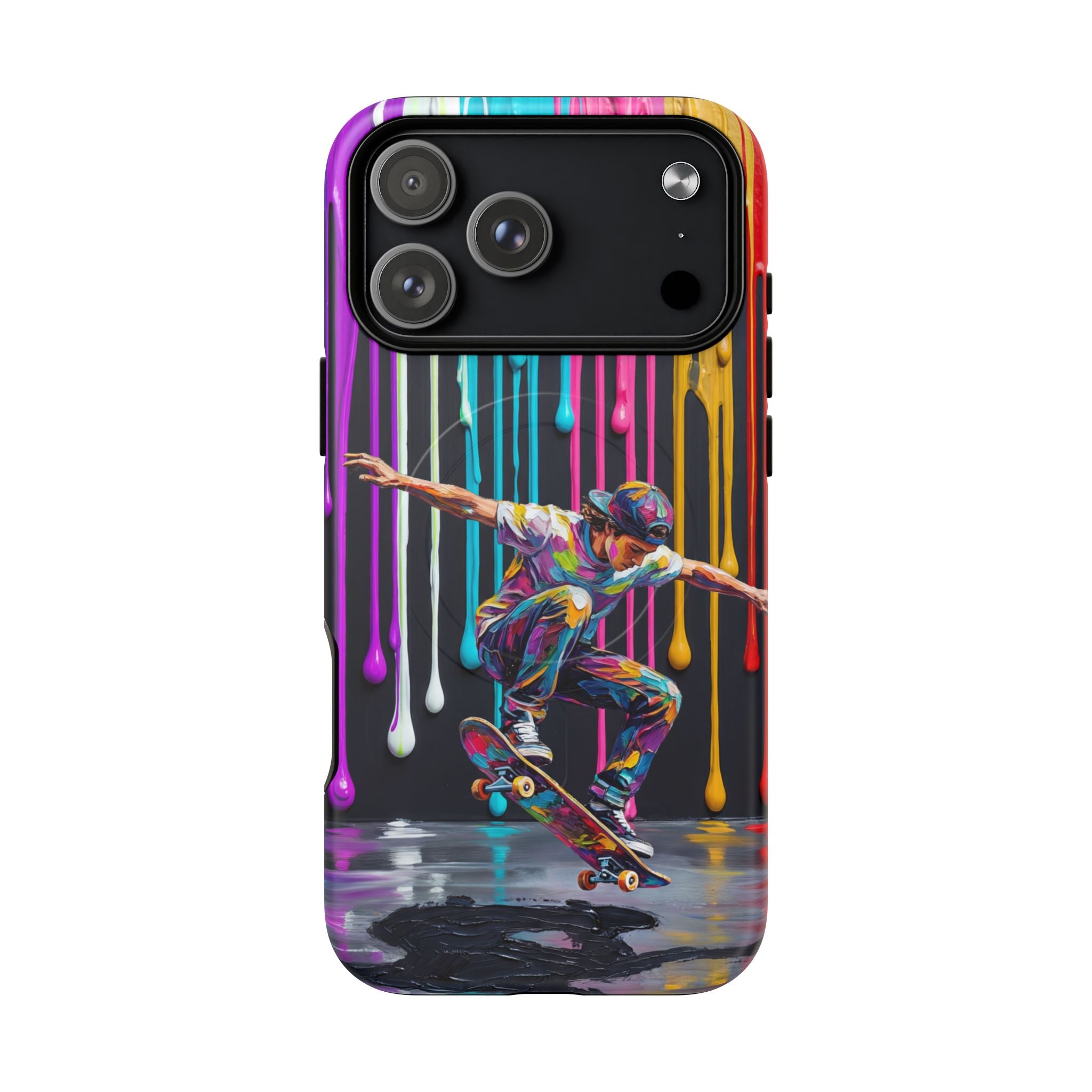 Colourful Drip Art Skateboarder Splash MagSafe iPhone Case