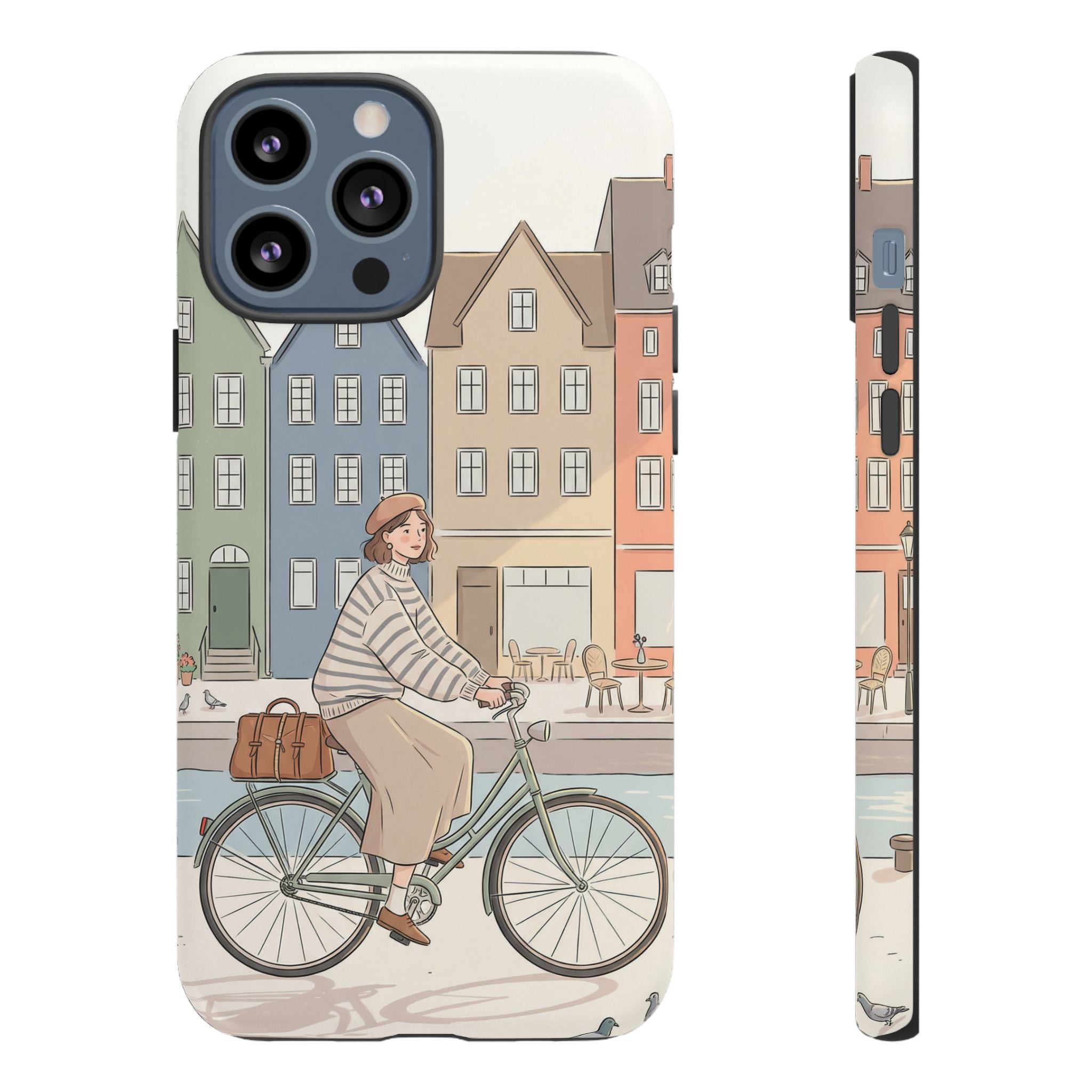 City Bike iPhone Case | Cozy European Street Illustration Tough Cases