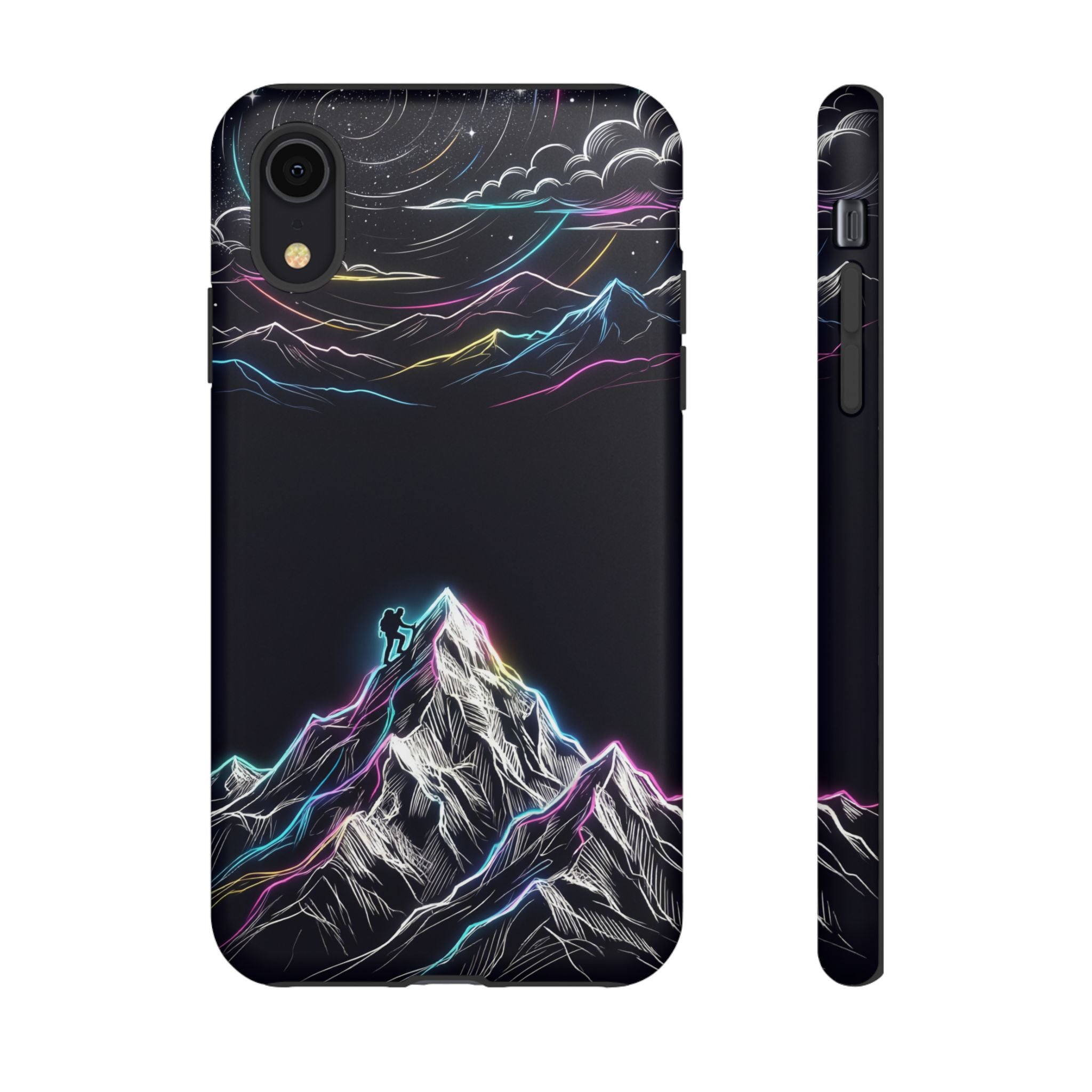 Mount Everest Neon iPhone Case | Dark Cosmic Climber Protective Cover