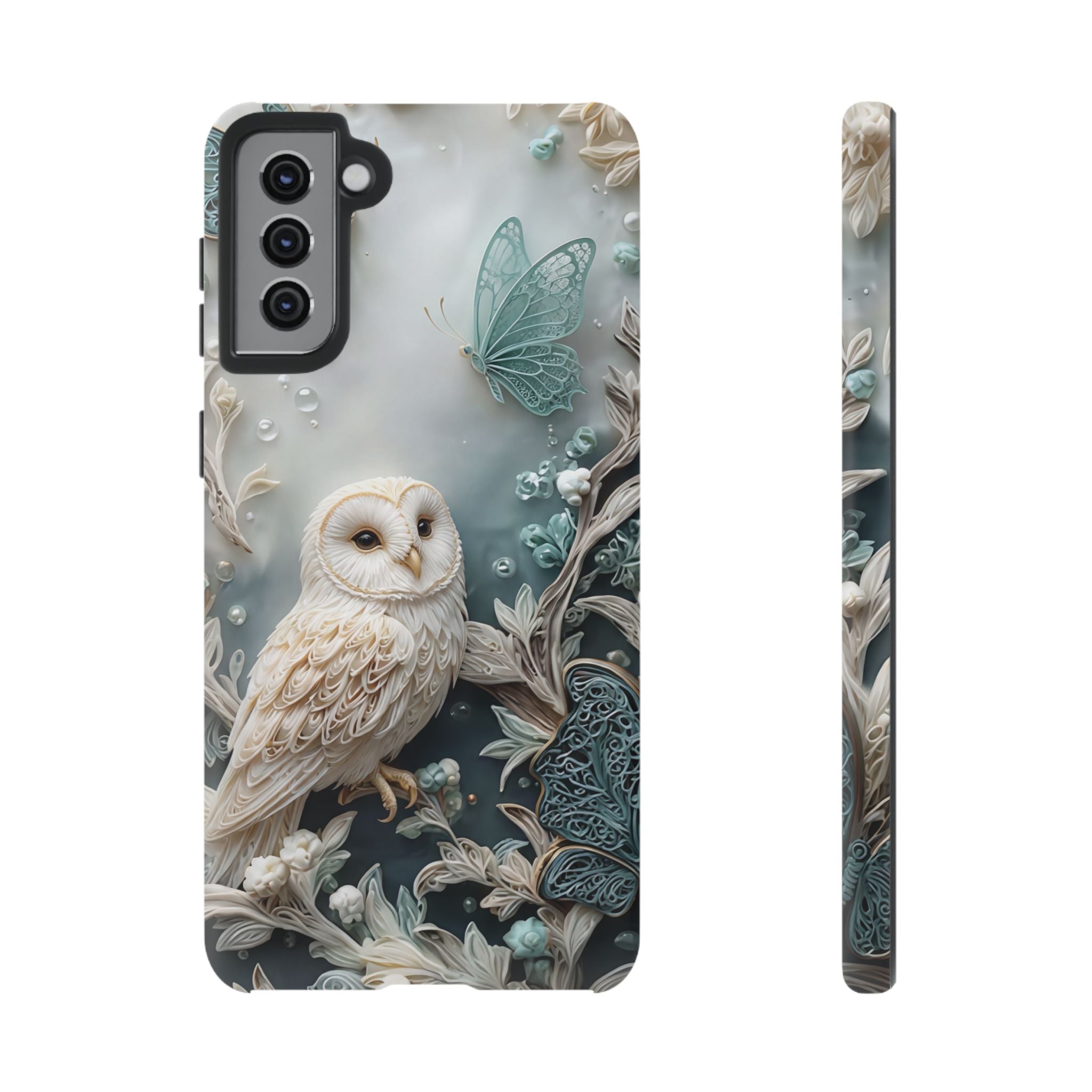 Barn Owl & Butterflies Tough Samsung Galaxy Case