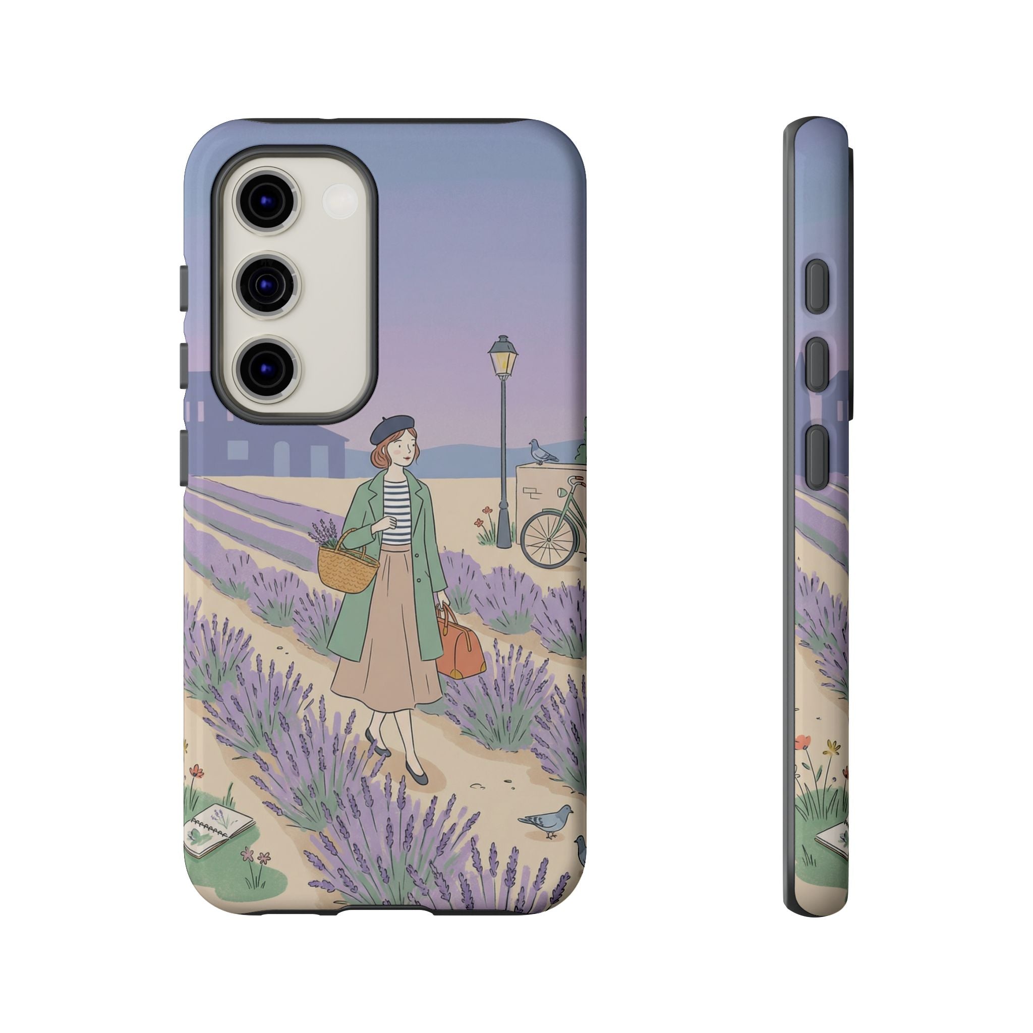 Lavender Field Samsung Galaxy Phone Case | Vintage Travel Illustration Protective Case
