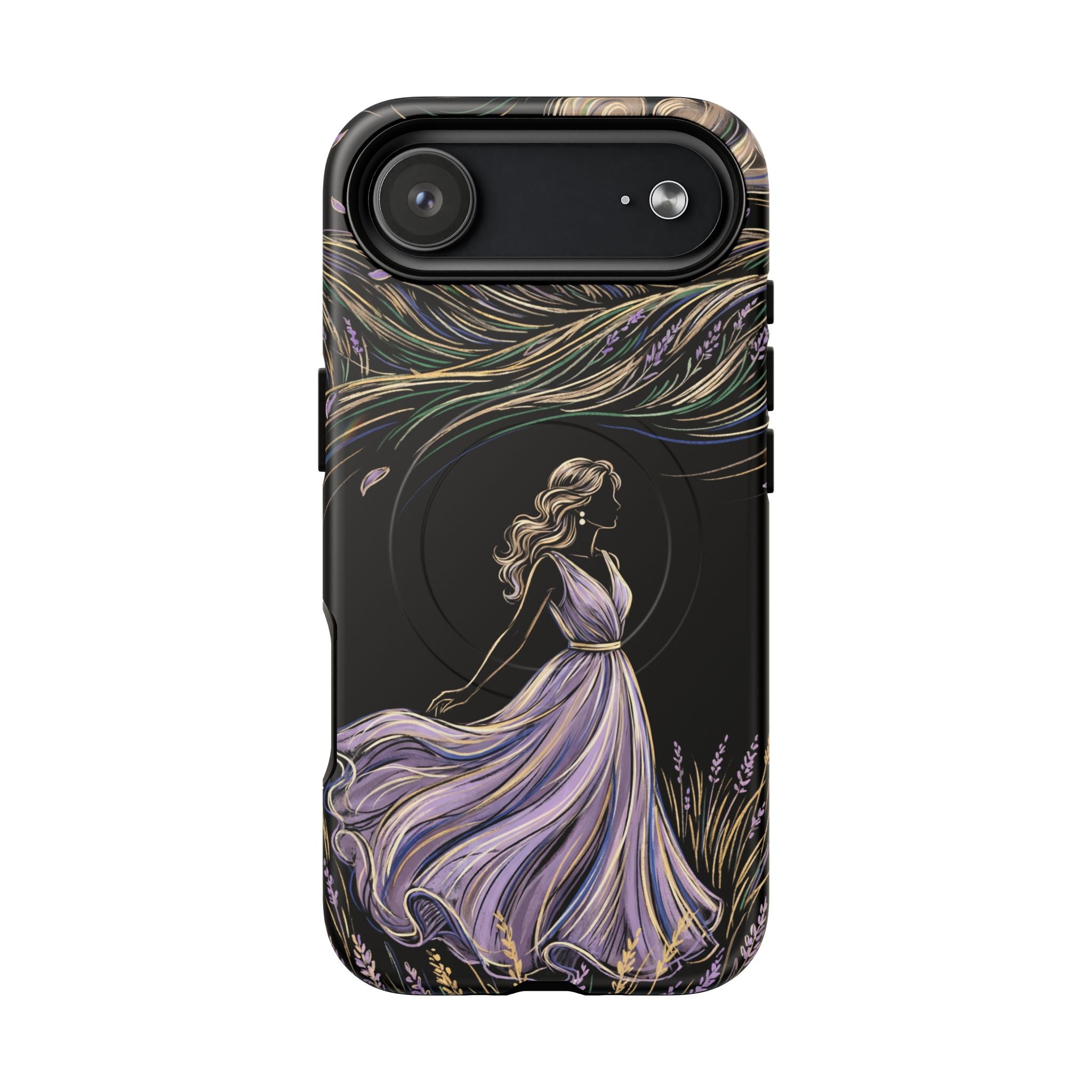Lavender Breeze MagSafe iPhone Case | Elegant Dancing Woman Floral Protection