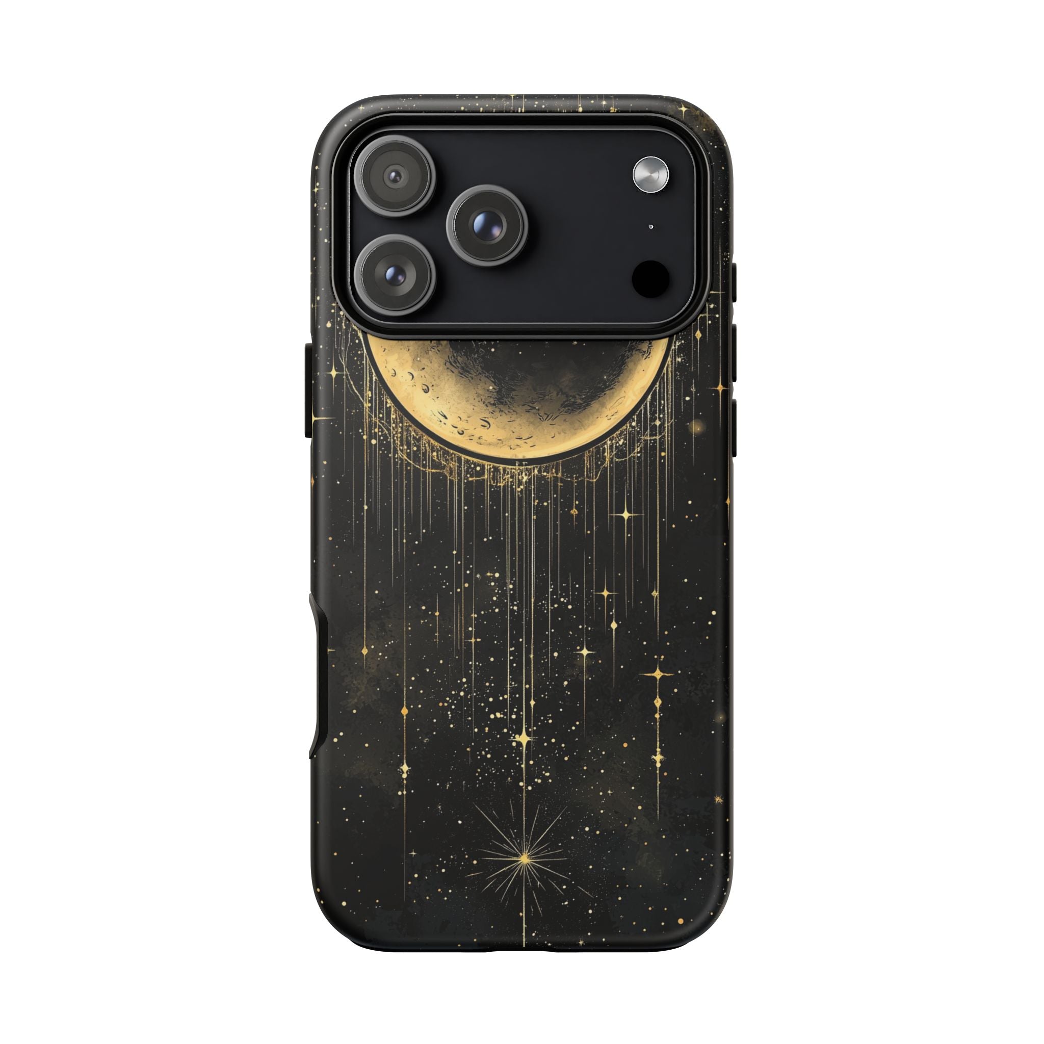 Moonlit Crescent Tough iPhone Case | Gold Stars Night Sky