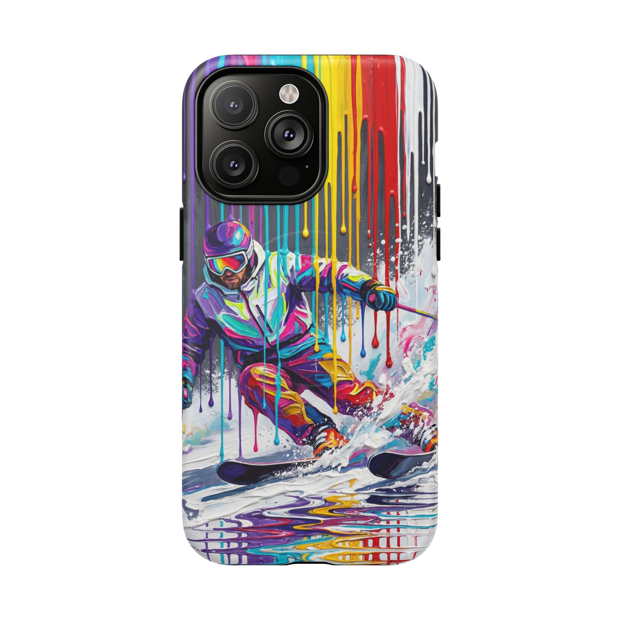 Colourful Skiing Drip Art Tough MagSafe iPhone Case